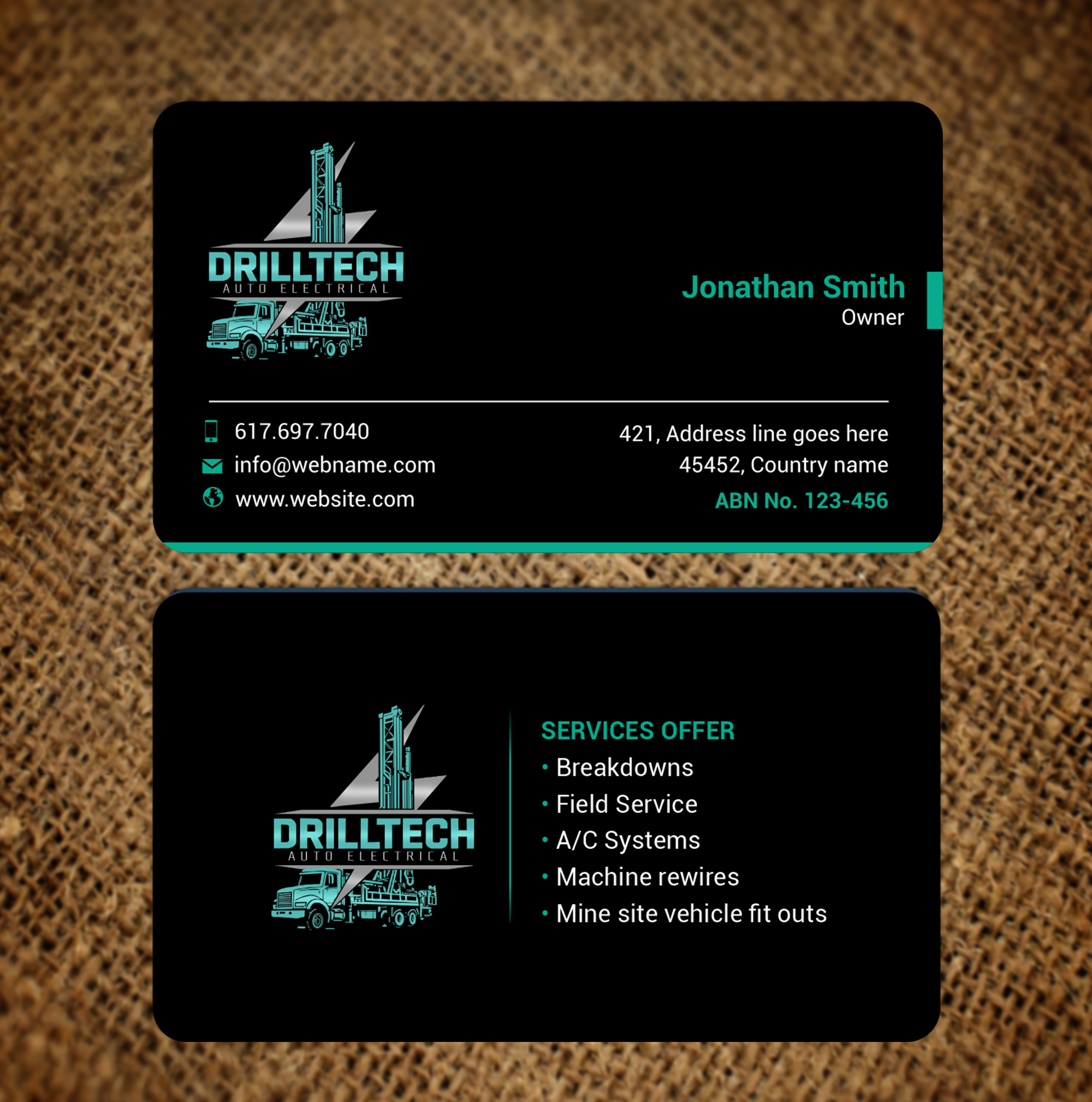 Business Card Design by freelancer75 for Drill Tech Auto Electrical  | Design #36348635