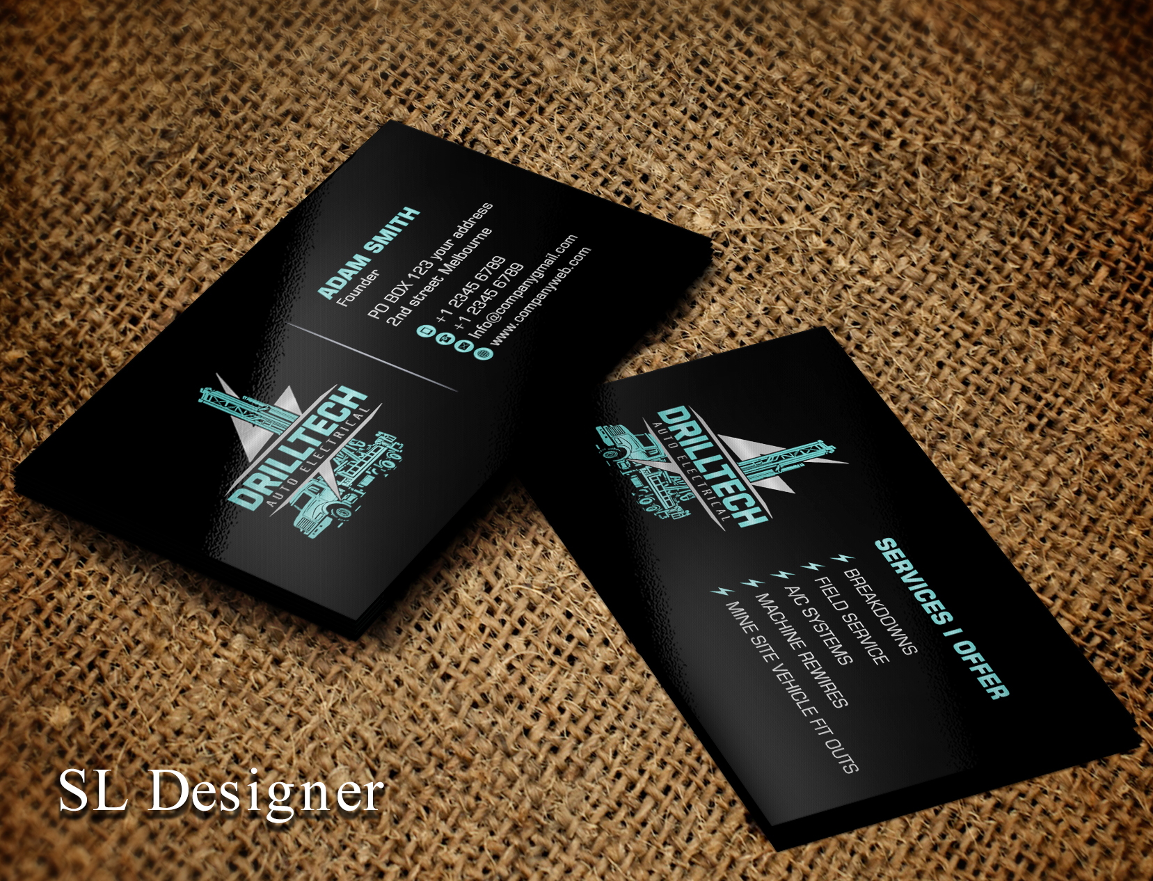 Design de Carte de Visite par SL Designer pour Drill Tech Auto Electrical  | Design #36345213