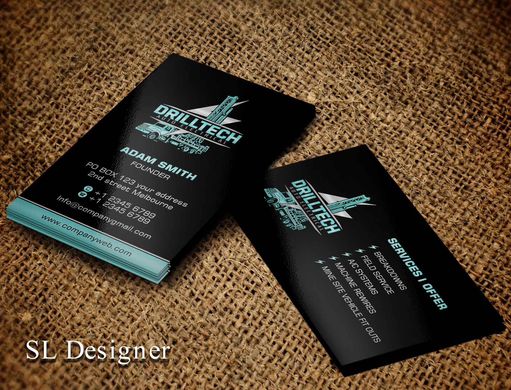 Business Card Design by SL Designer for Drill Tech Auto Electrical  | Design #36345214