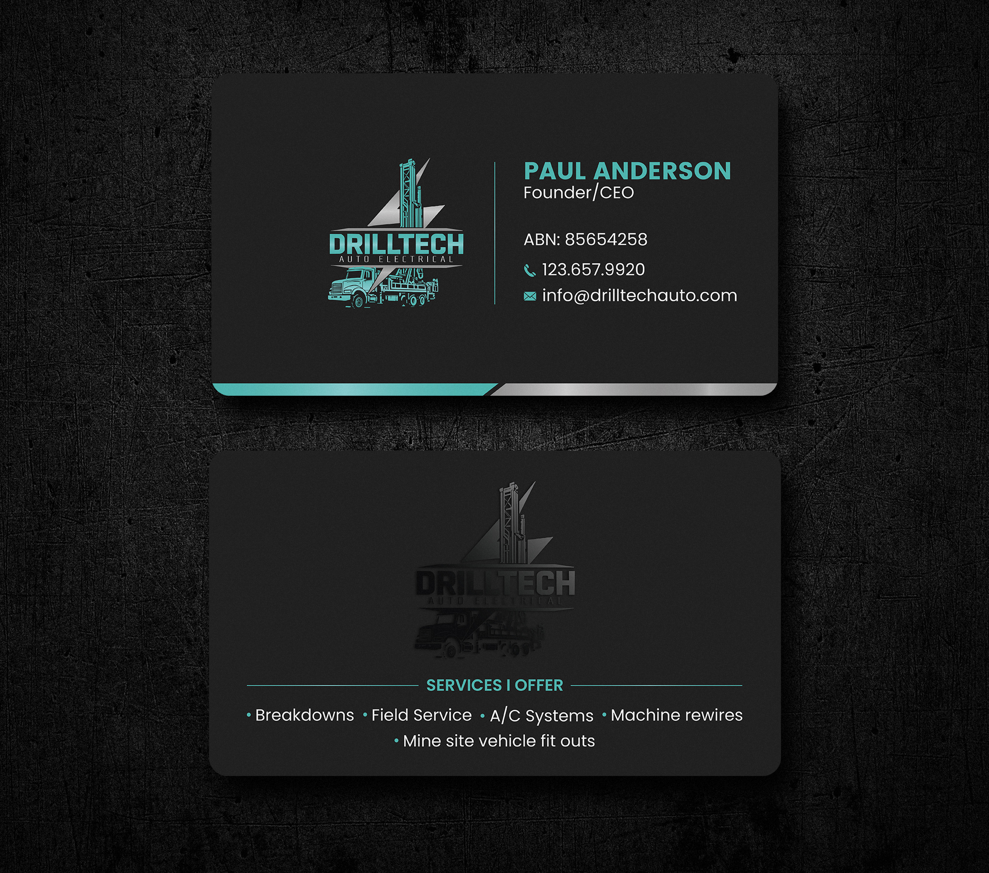 Business Card Design by Uttom 2 for Drill Tech Auto Electrical  | Design #36348828