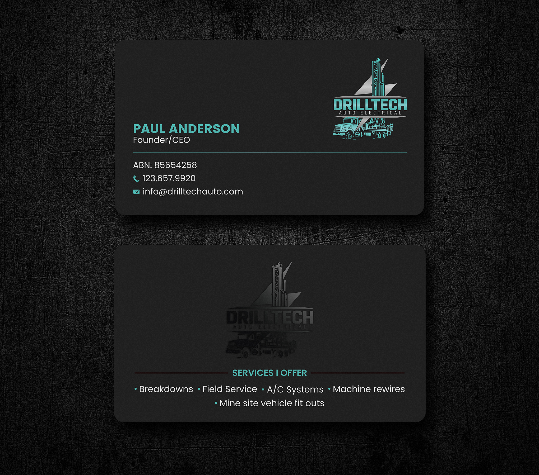 Diseño de Tarjeta de Presentación por Uttom 2 para Drill Tech Auto Electrical  | Diseño #36348829