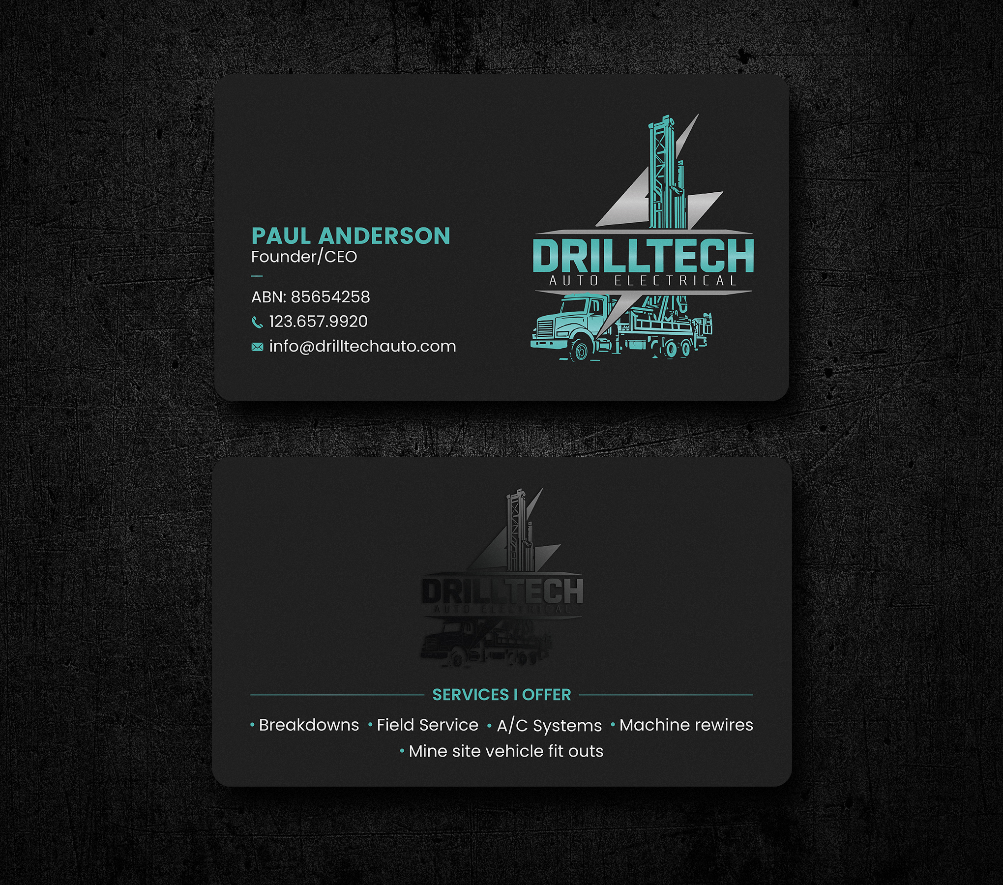 Business Card Design by Uttom 2 for Drill Tech Auto Electrical  | Design #36348831