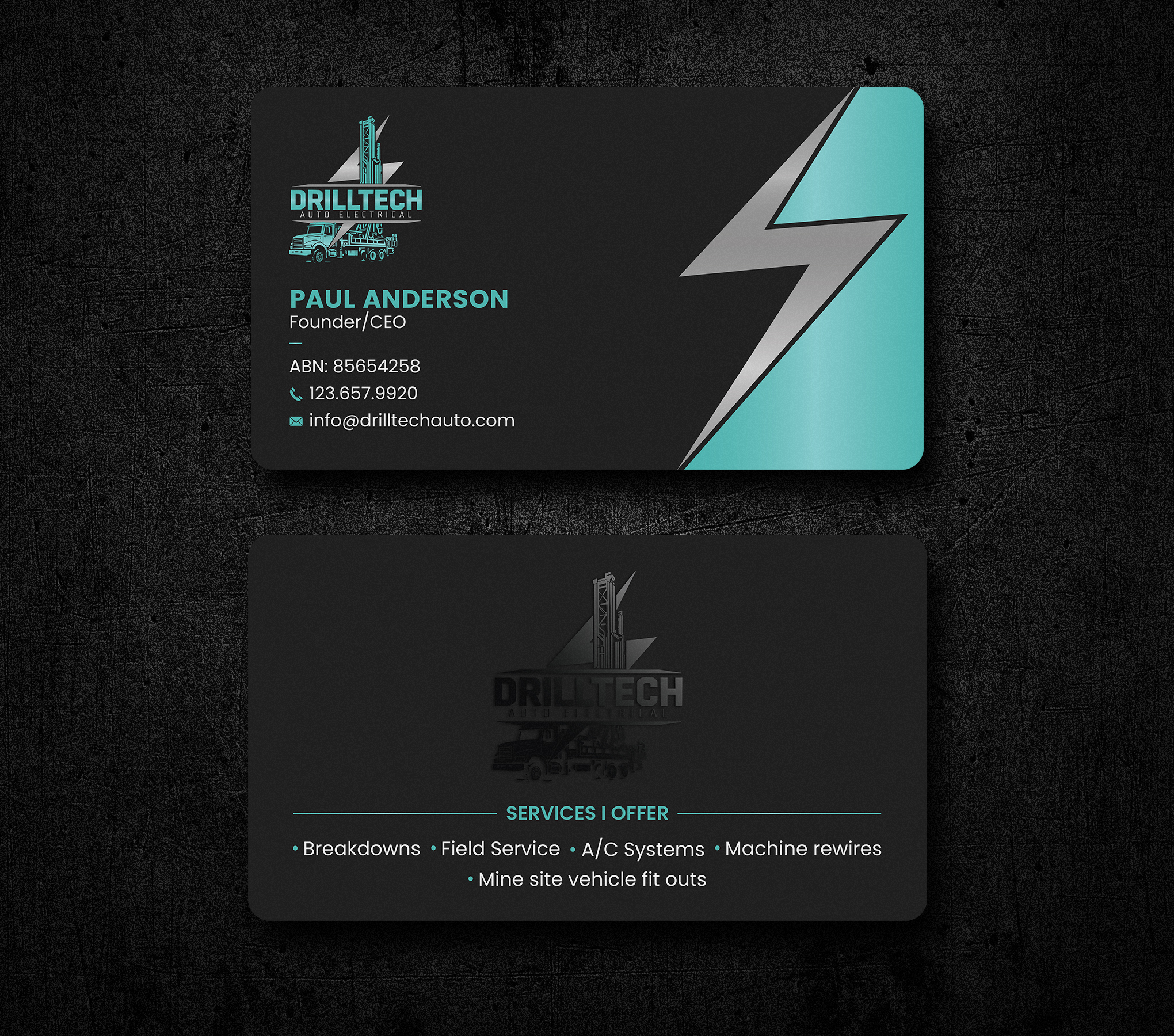 Business Card Design by Uttom 2 for Drill Tech Auto Electrical  | Design #36348838