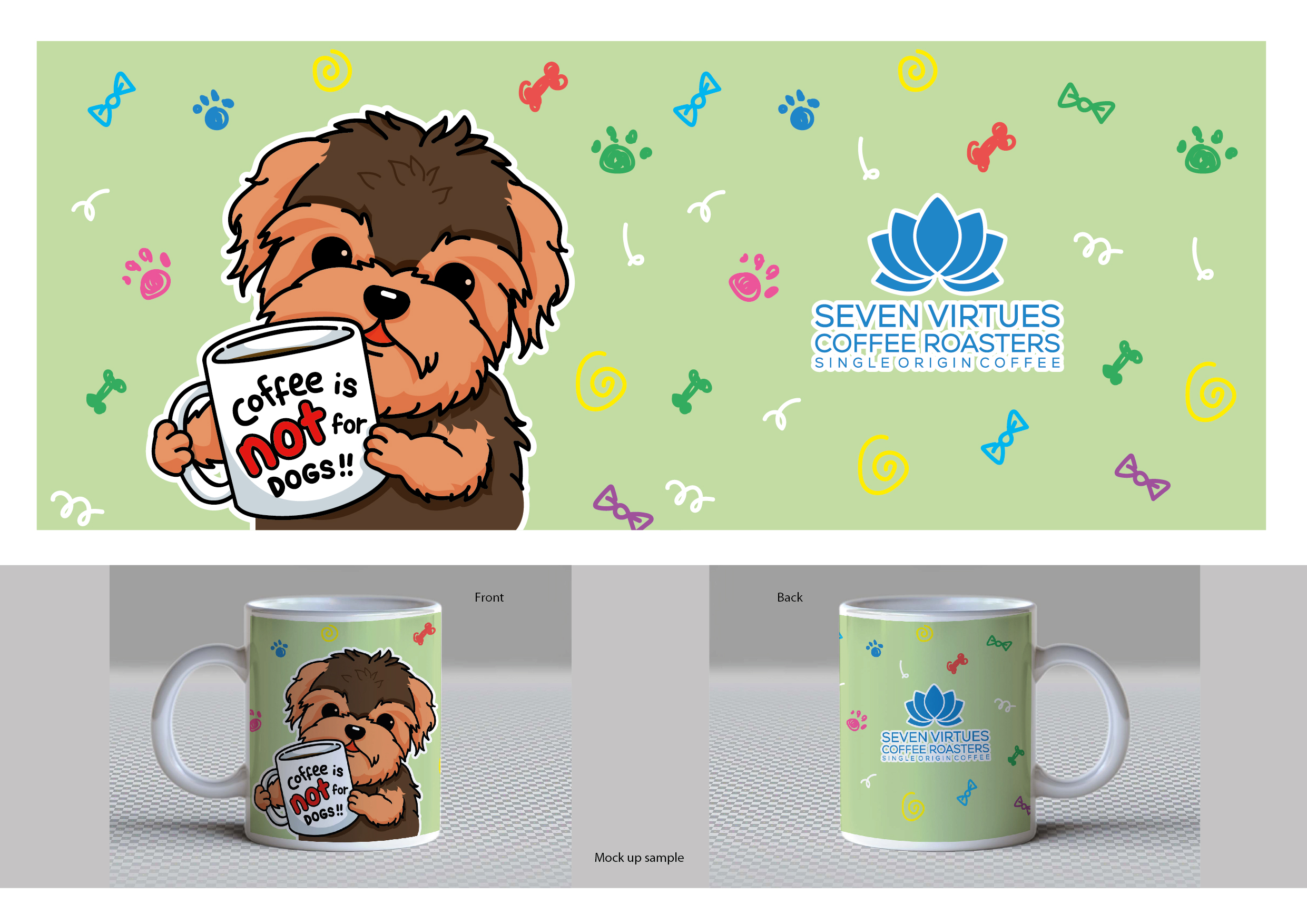 Cup and Mug Design by Mavis Goh for Seven Virtues Coffee Roasters | Design #36394401