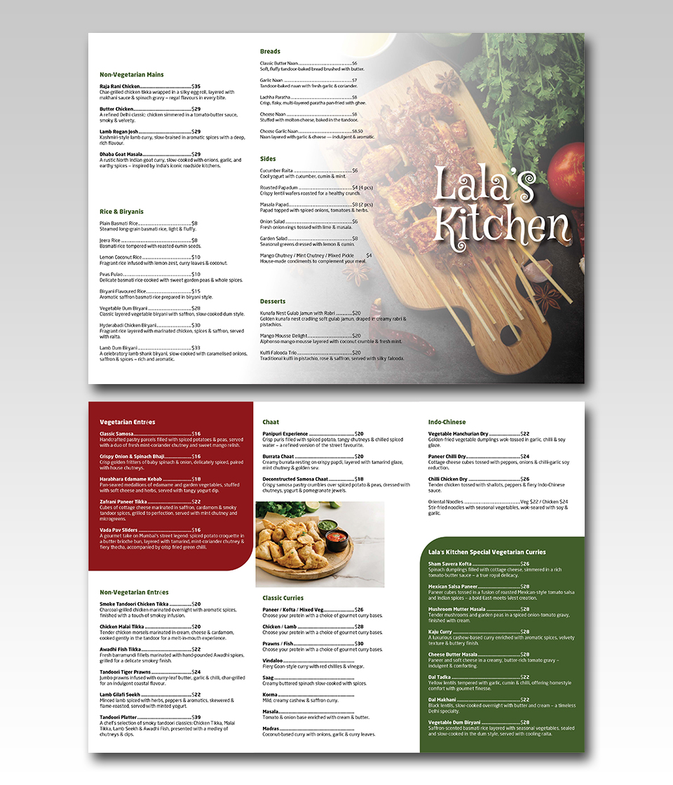 Menu Design by YourLogoMaster for Sweta Pty Ltd | Design #36367842