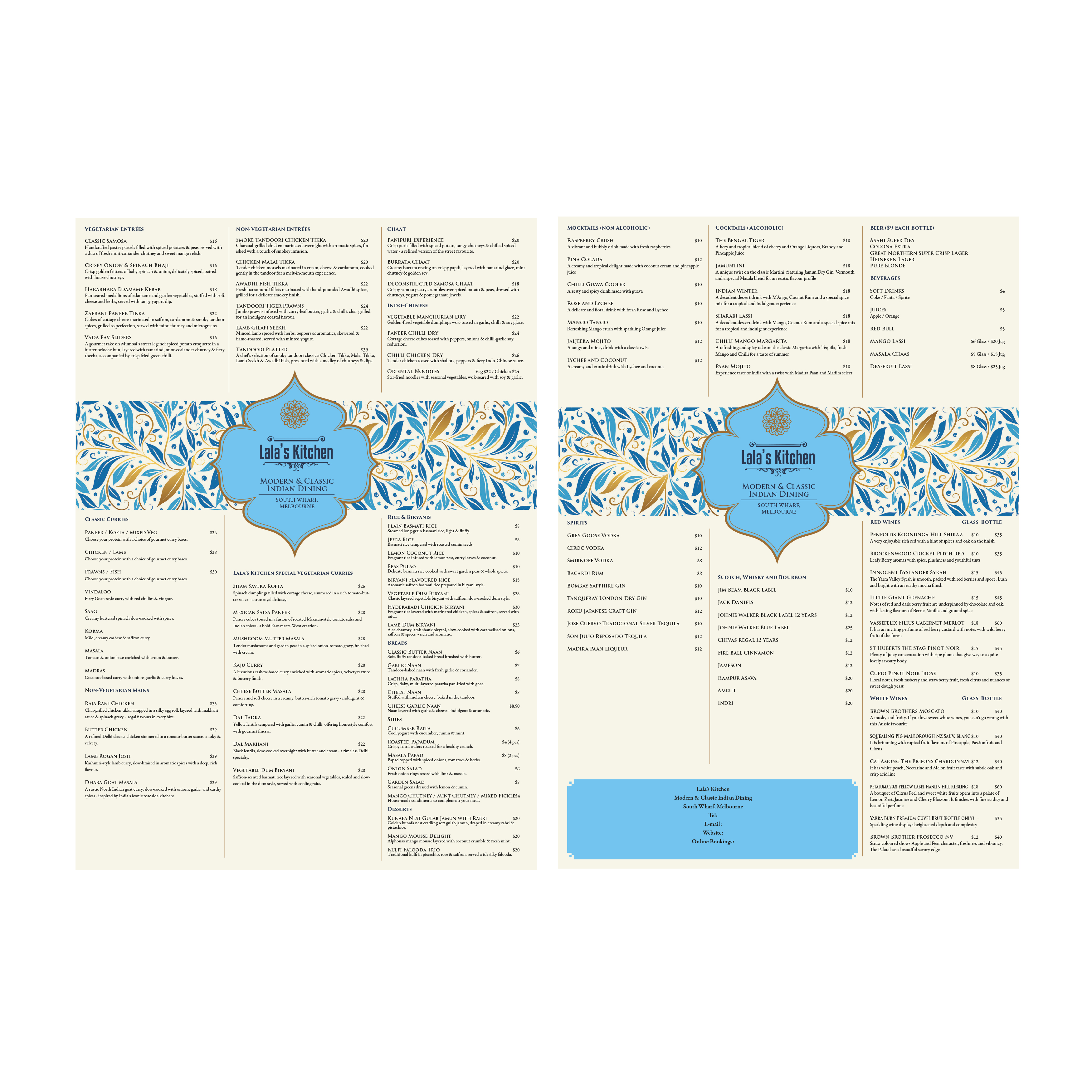 Menu Design by Stuart-print&digital for Sweta Pty Ltd | Design #36381366