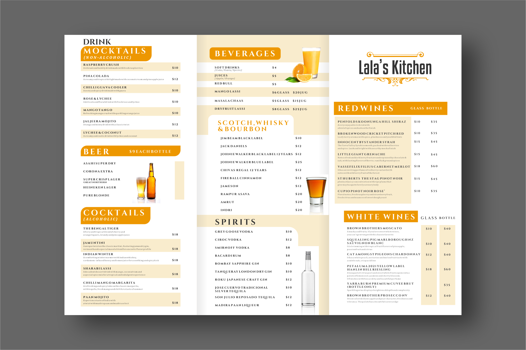Menu Design by Nanas91 for Sweta Pty Ltd | Design #36396342