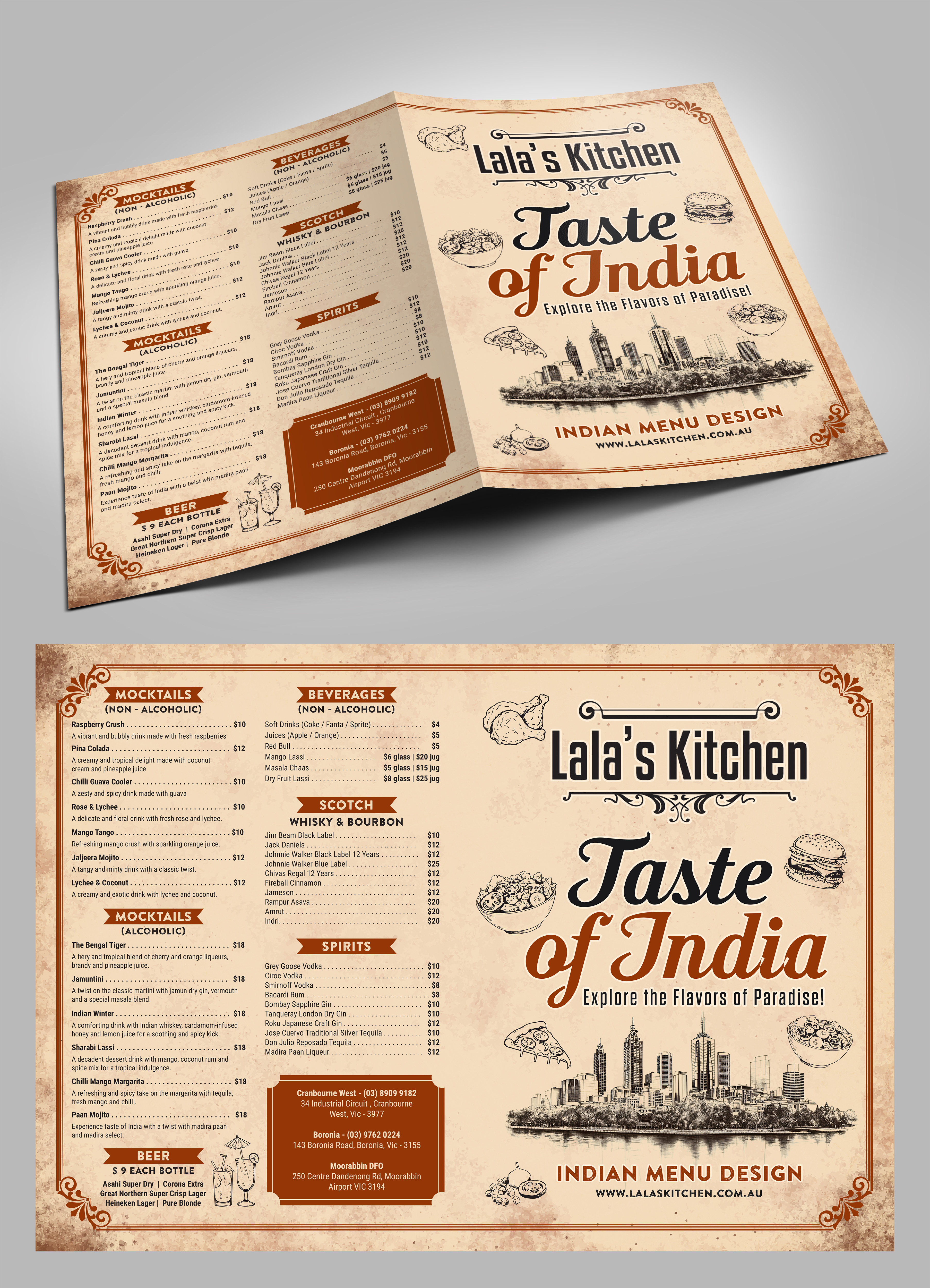 Menu Design by SAI DESIGNS for Sweta Pty Ltd | Design #36395131