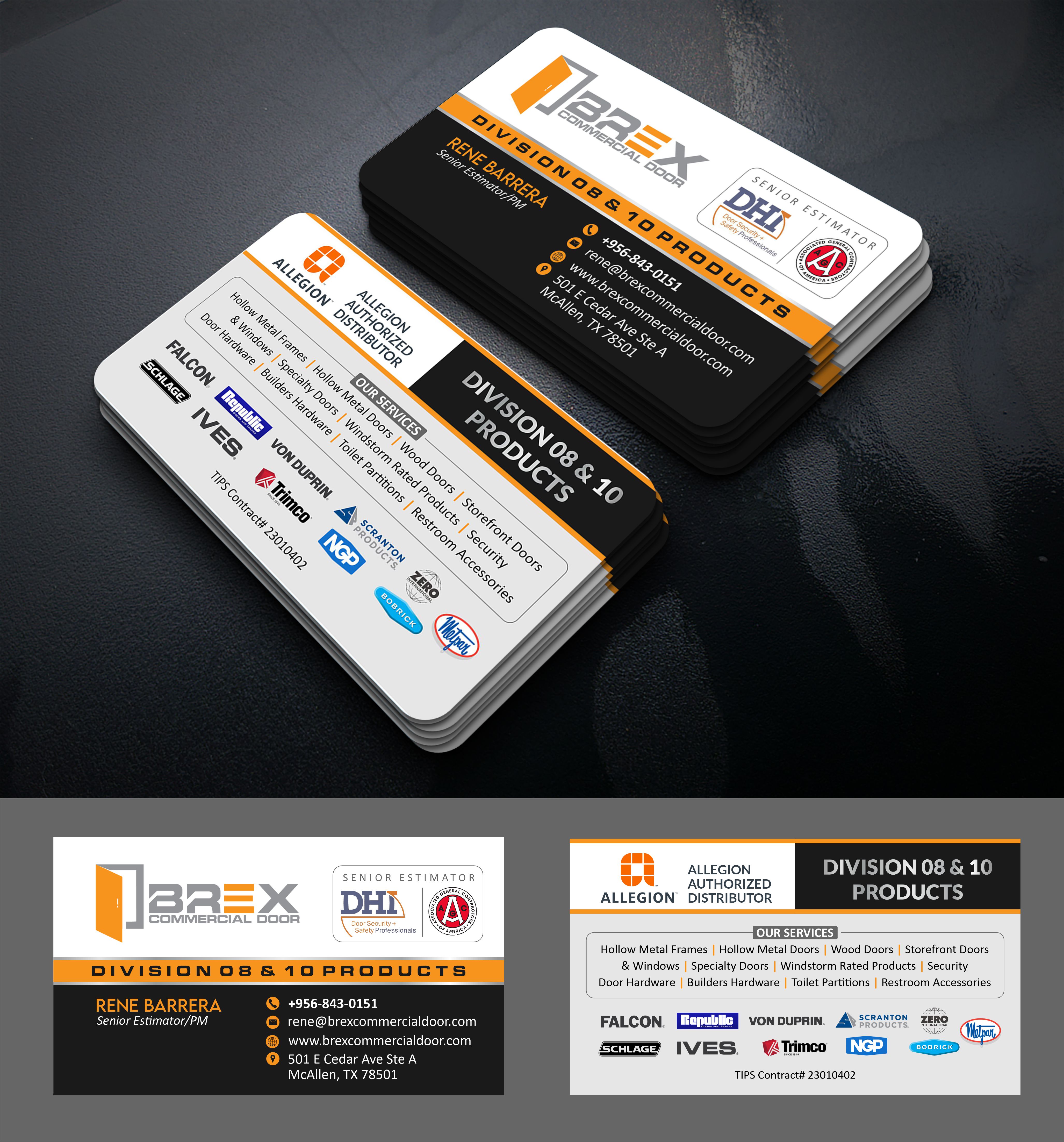 Visitenkarten-Design von Rajneesha für BREX Commercial Door | Design #36432144