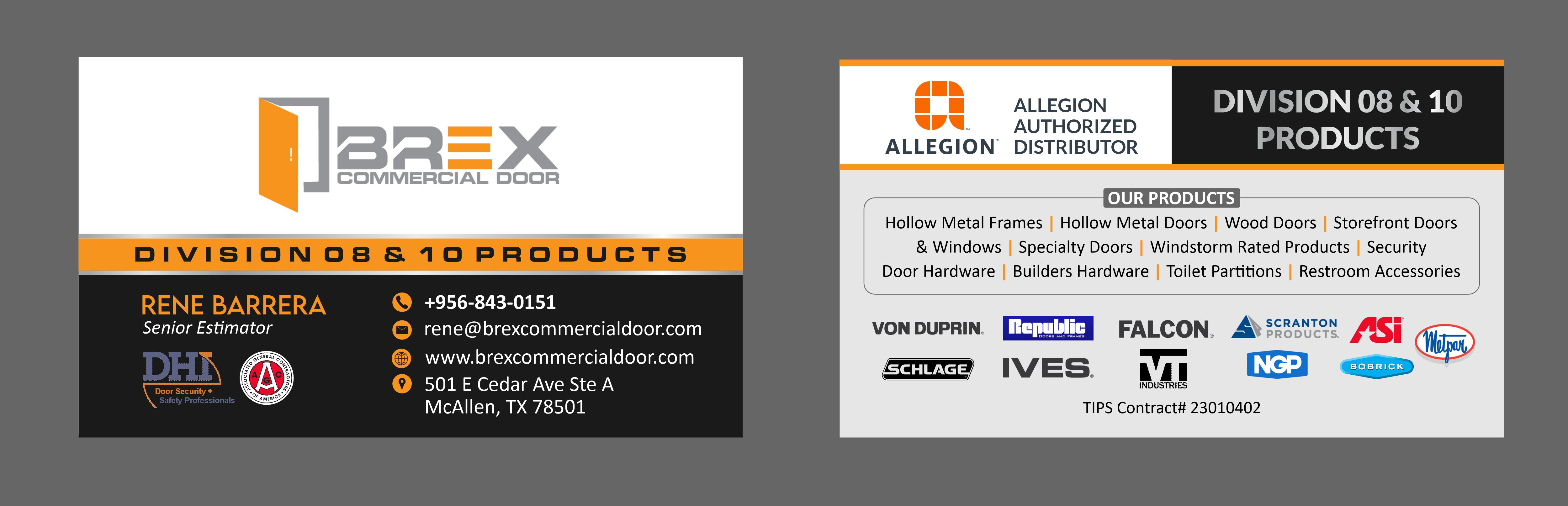 Visitenkarten-Design von Rajneesha für BREX Commercial Door | Design #36458474