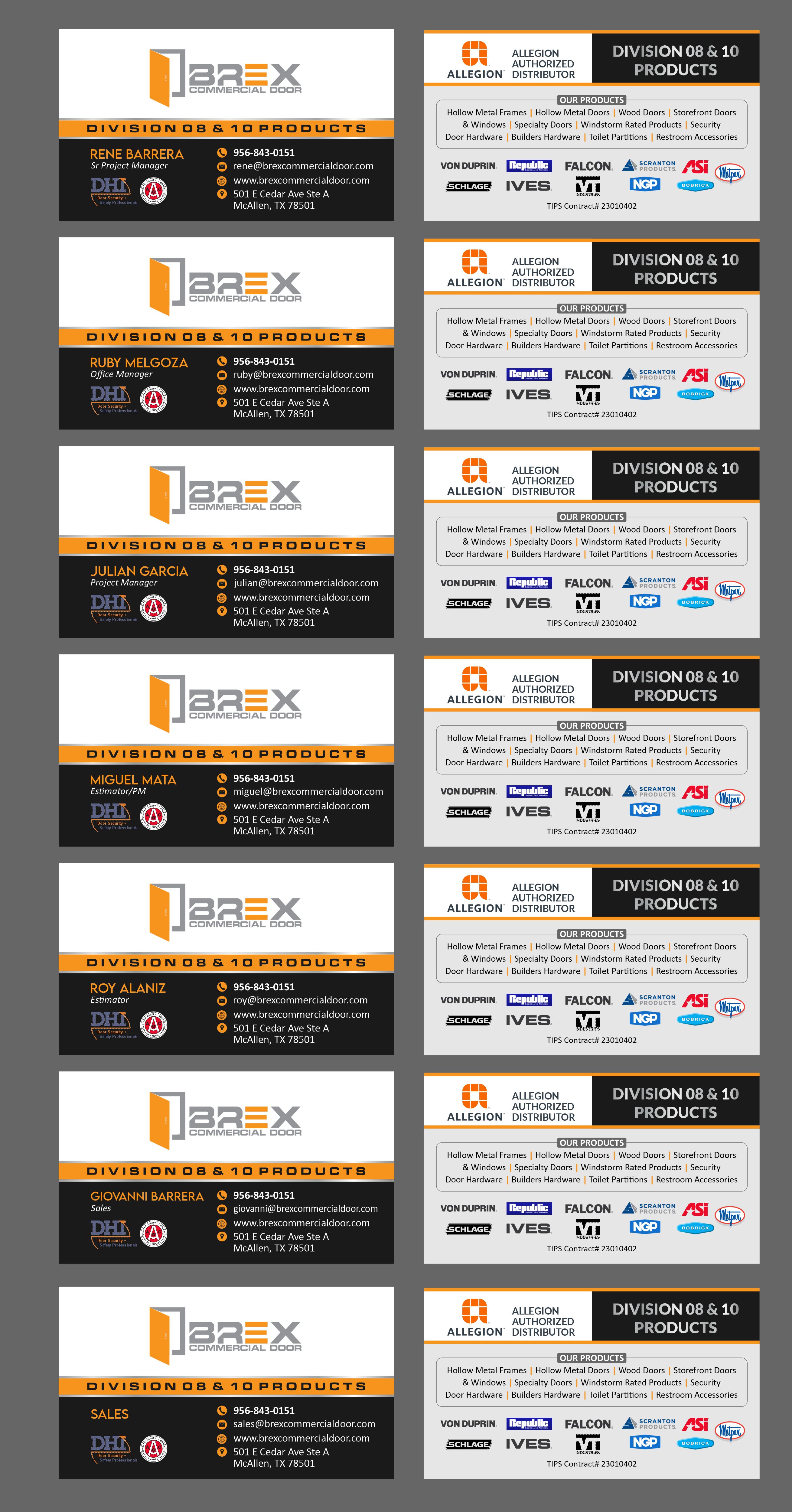 Visitenkarten-Design von Rajneesha für BREX Commercial Door | Design #36459843