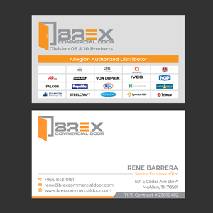 Visitenkarten-Design von Majed D für BREX Commercial Door | Design: #36389913