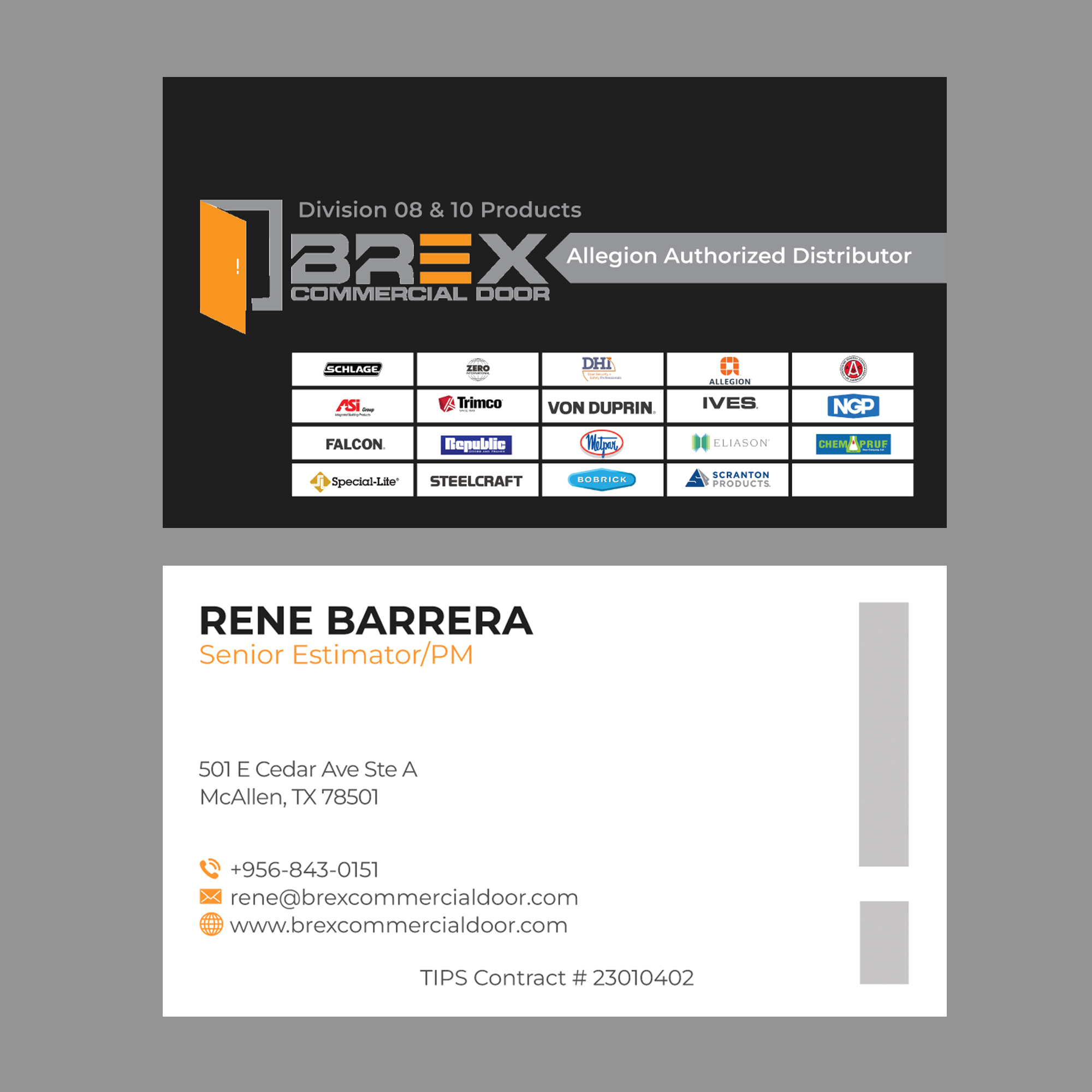 Business Card Design by Majed D for BREX Commercial Door | Design #36390422