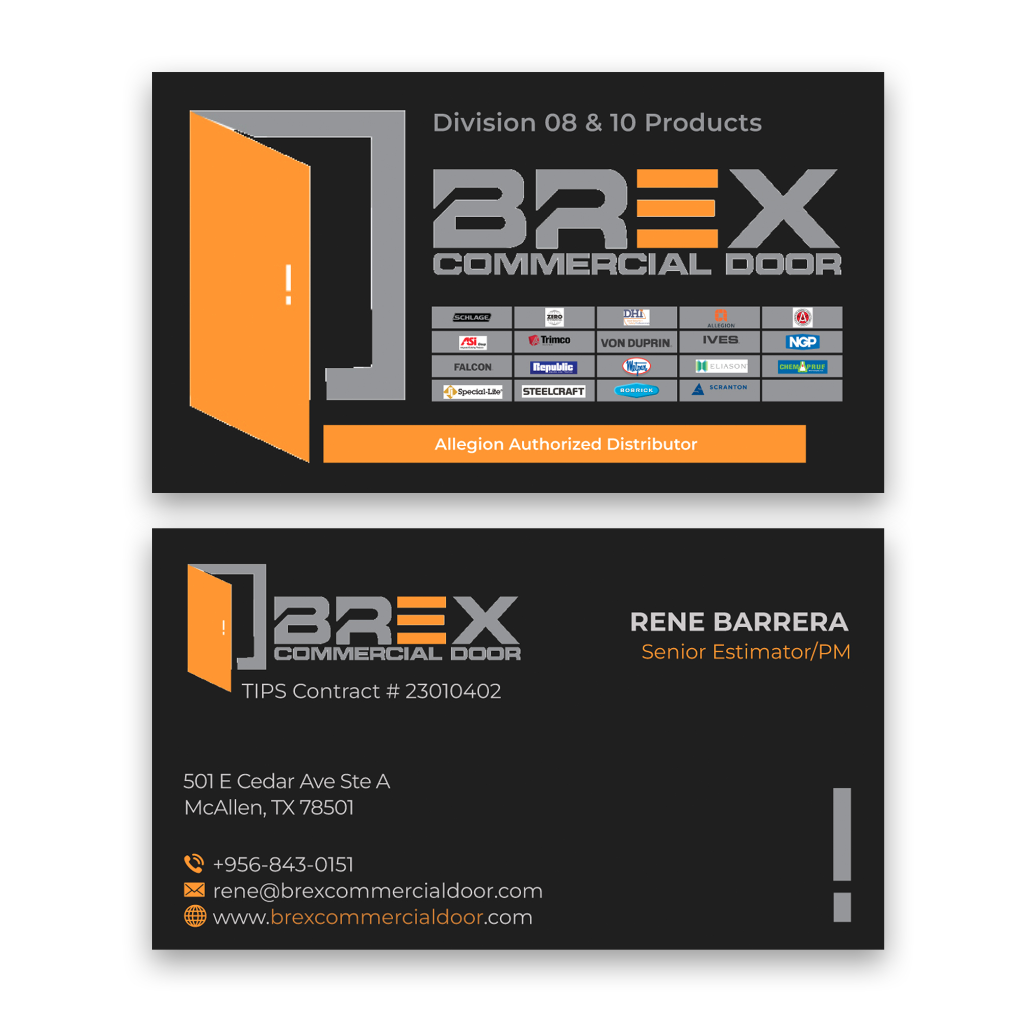 Visitenkarten-Design von Majed D für BREX Commercial Door | Design #36390946