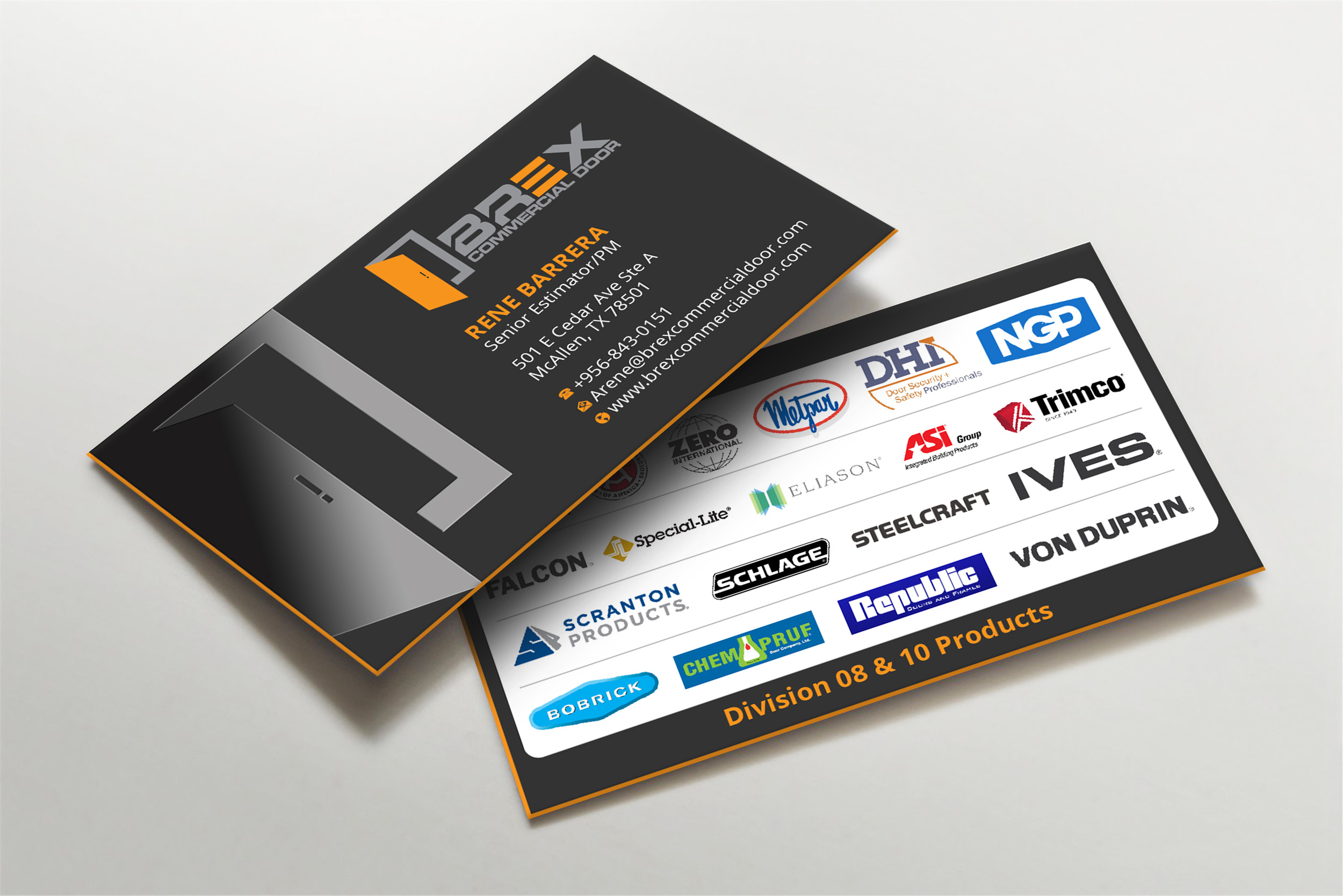 Business Card Design by LAXMI DESIGNHUB for BREX Commercial Door | Design #36379040