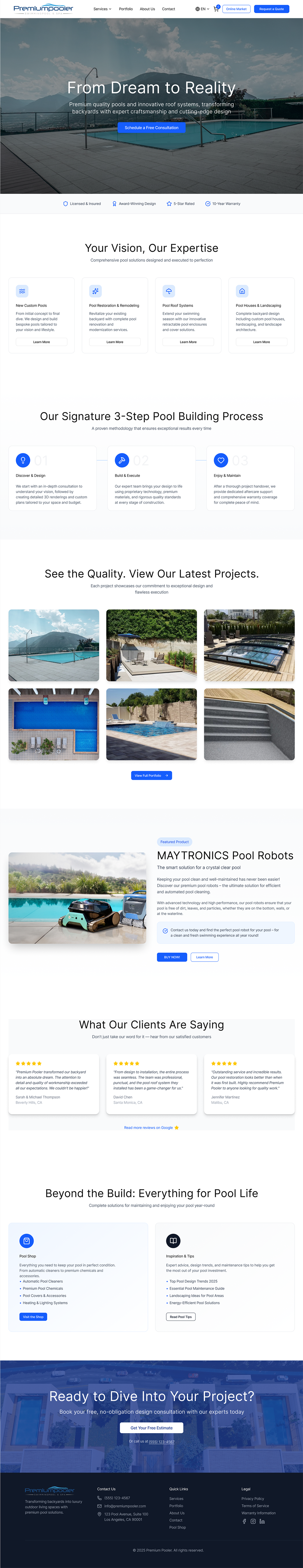 Web Design by Amer Flehan for PLATINUMPOOLS | Design #36385201