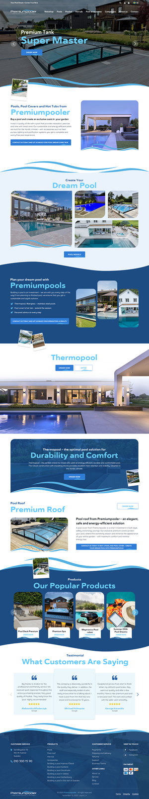 Web Design by sai.designer87 for PLATINUMPOOLS | Design #36395634