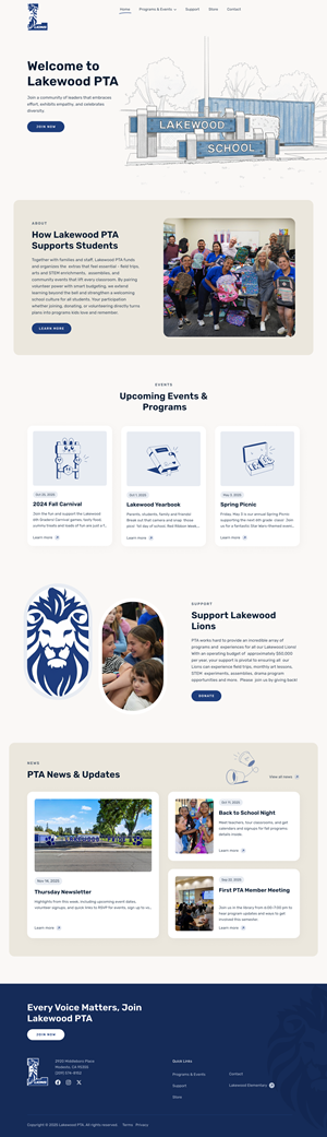 Lakewood PTA Website Design