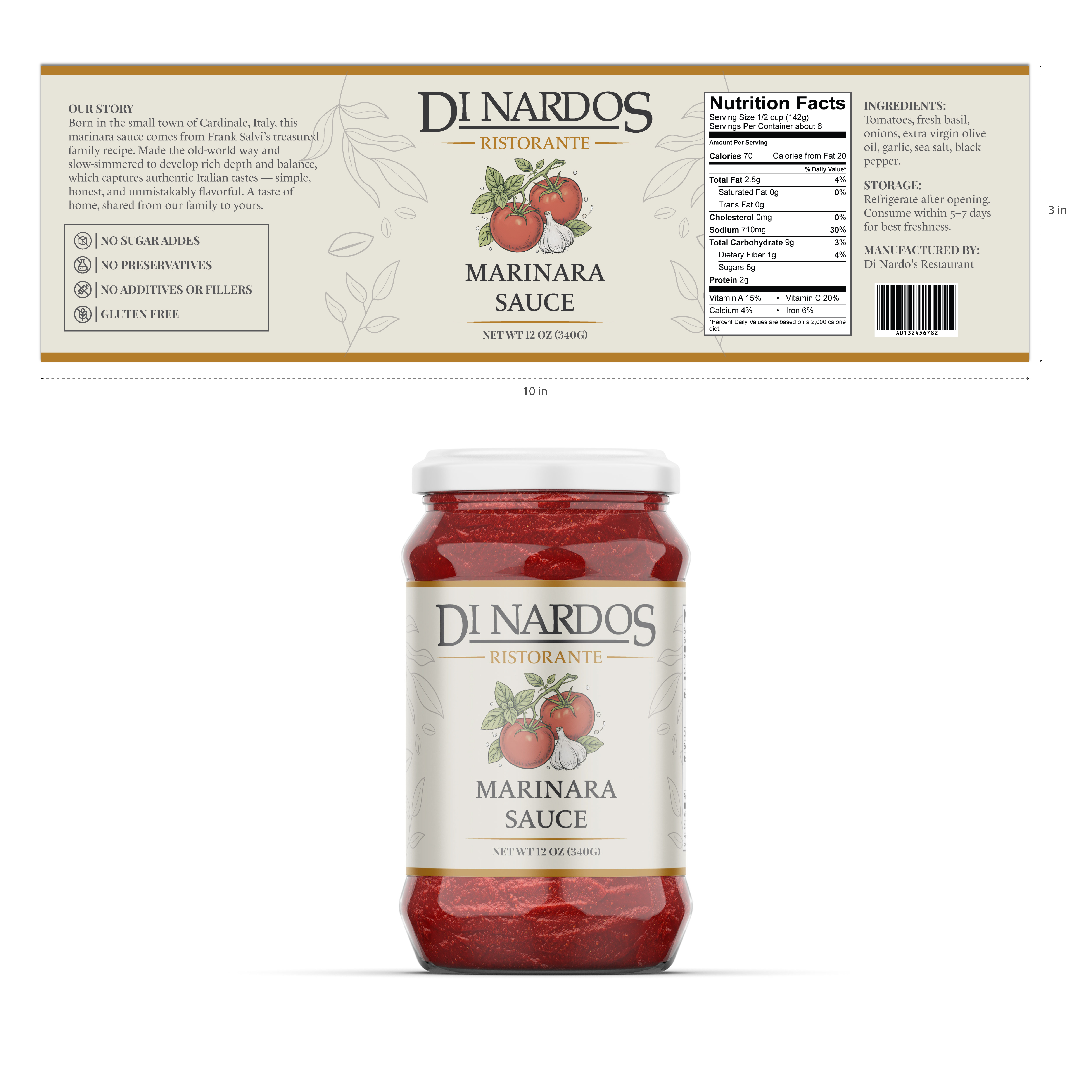 Diseño de Etiqueta por Creative Studio X para di nardos restaurant | Diseño: #36494495