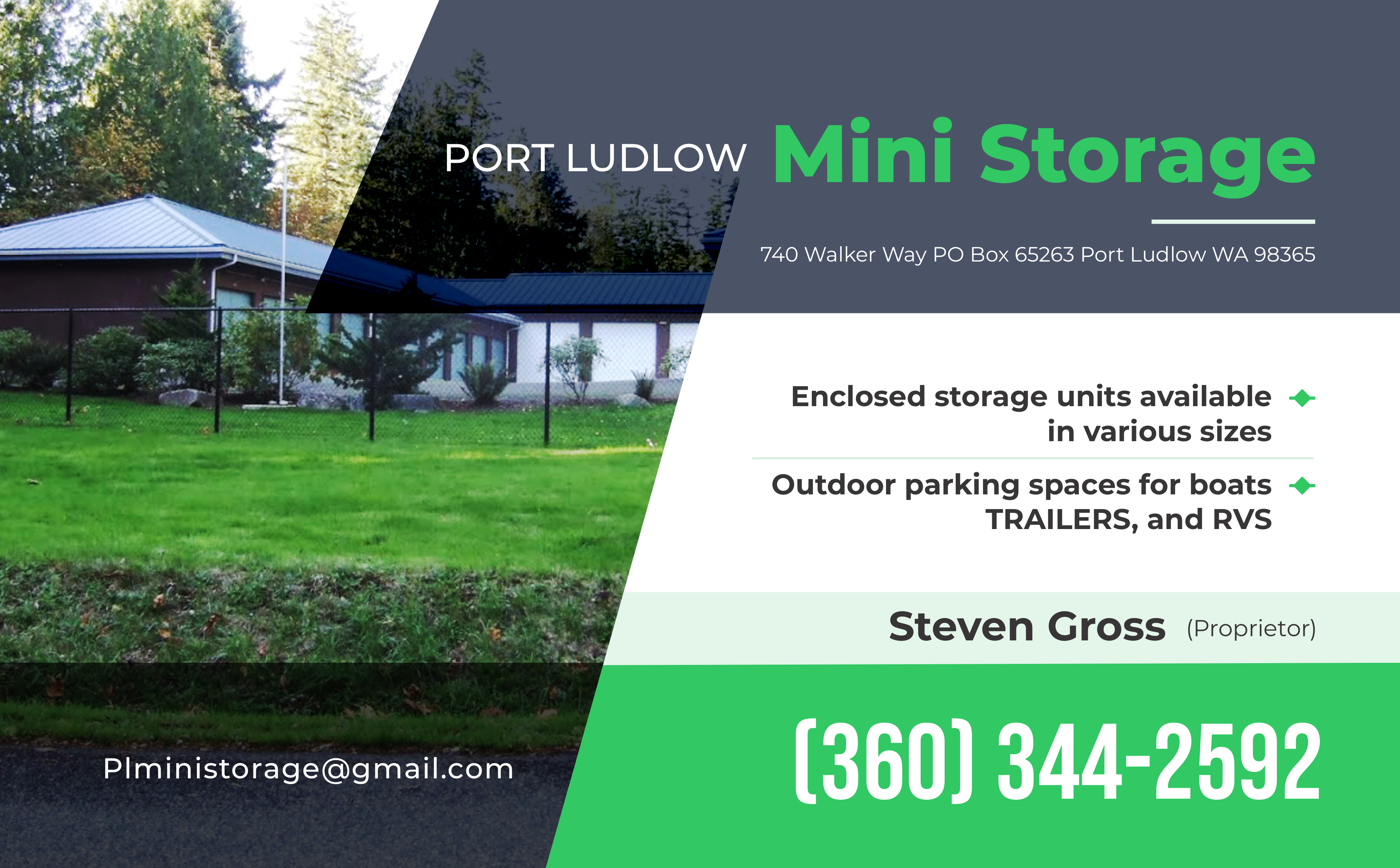 Graphic Design by dadaMEDIA for Port Ludlow Mini Storage LLC | Design #36464643