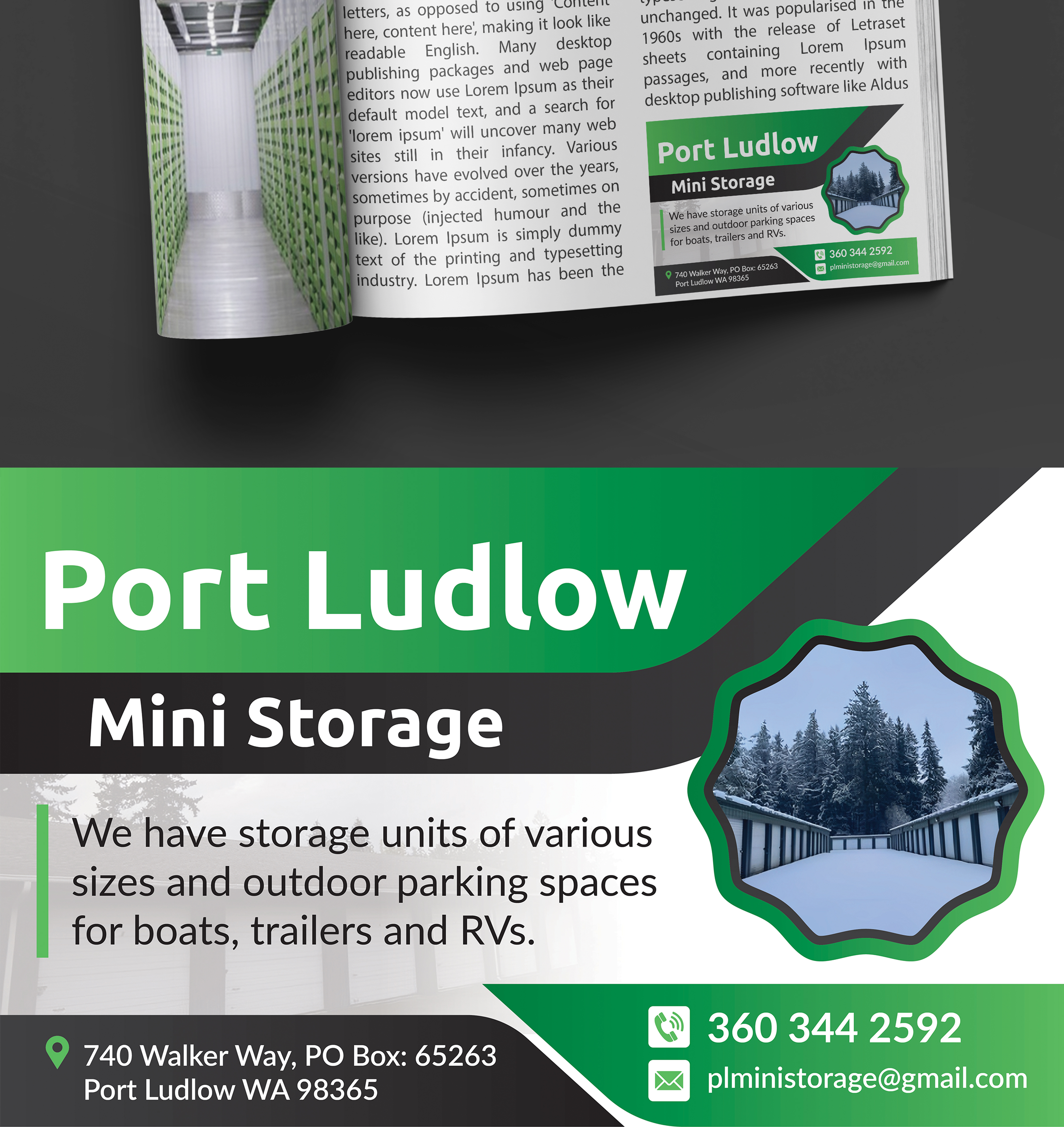 Graphic Design by Impressive Designs for Port Ludlow Mini Storage LLC | Design #36461703