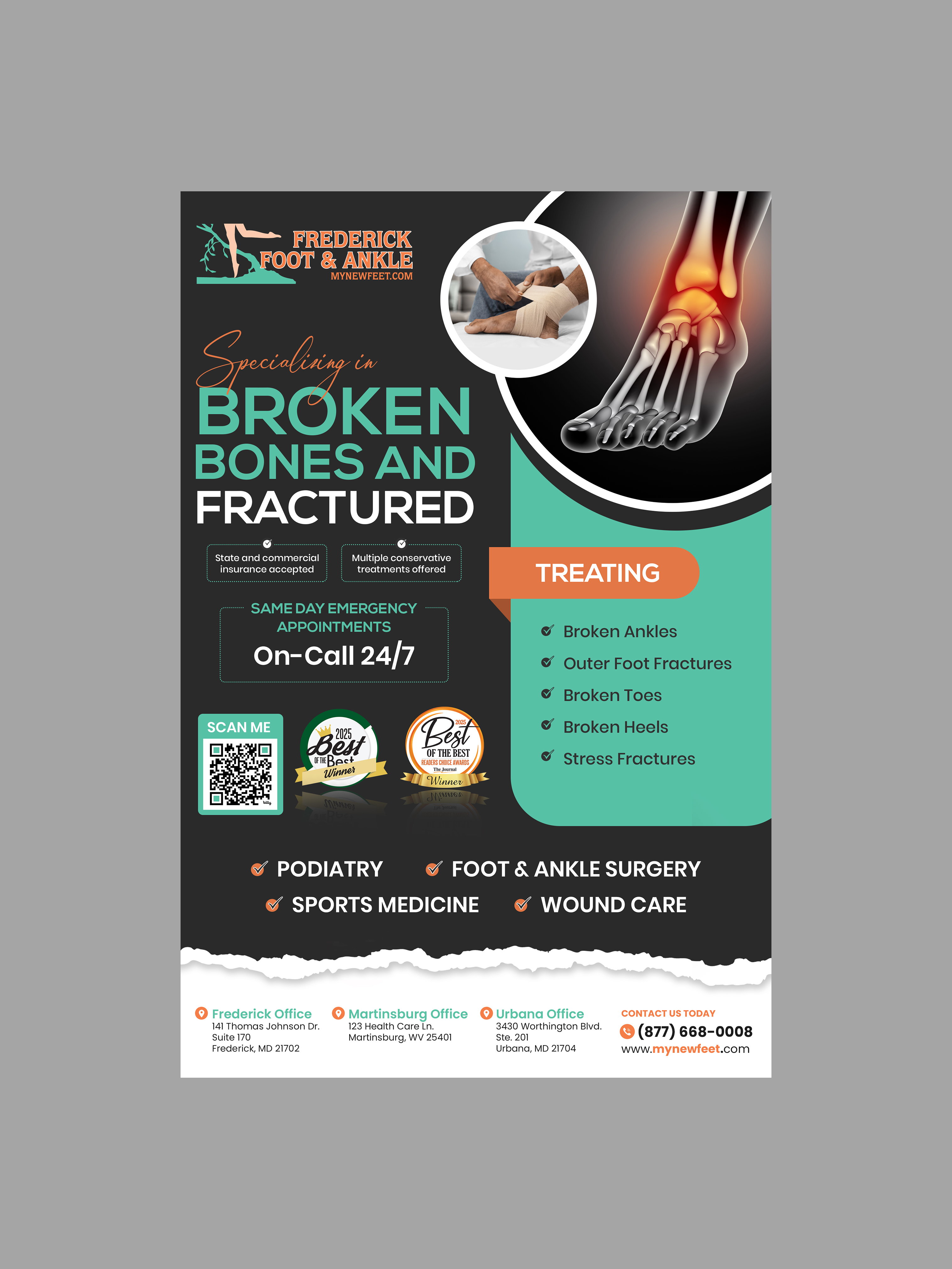 Diseño de Flyer por Creations Box 2015 para Frederick Foot & Ankle | Diseño #36467380