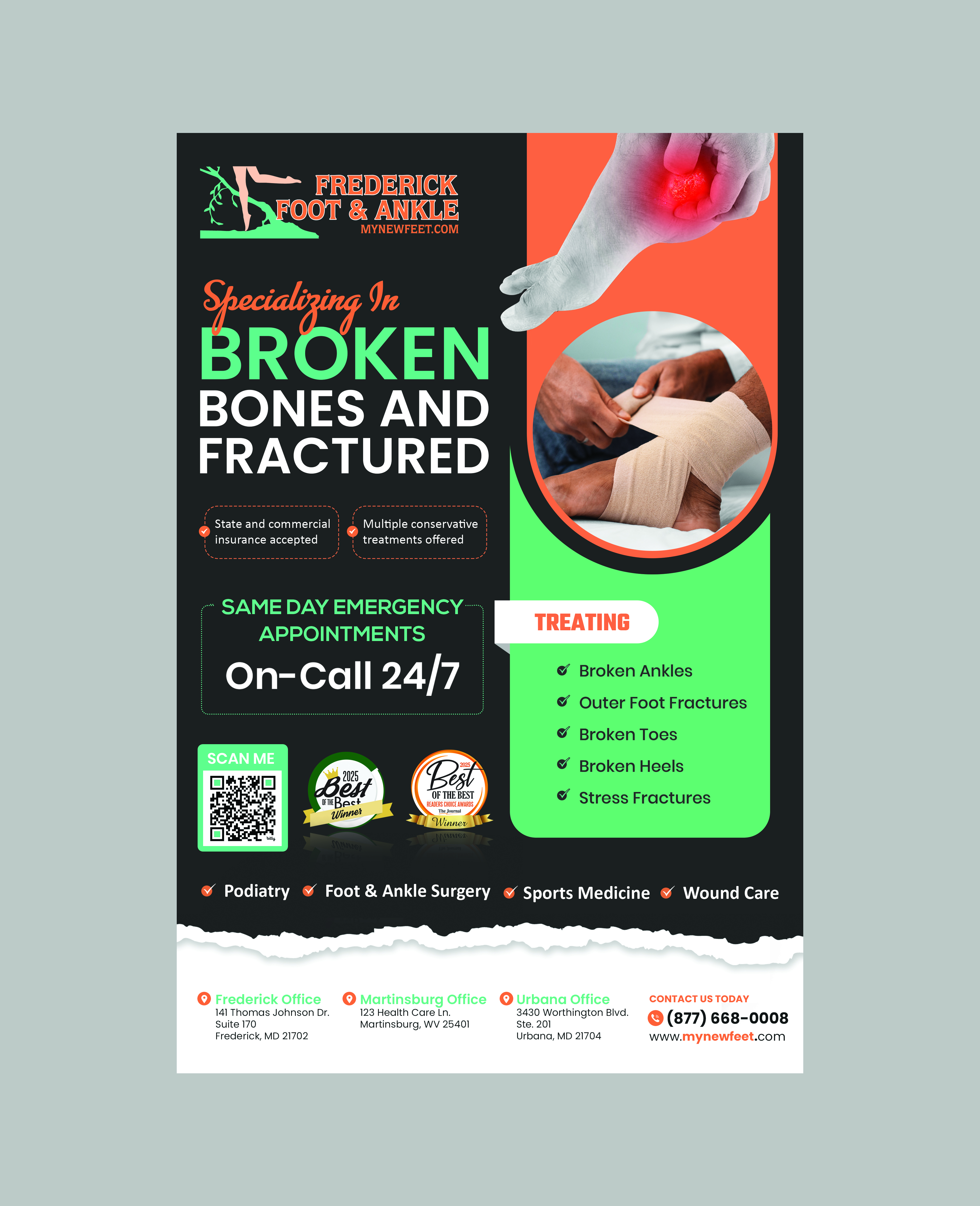 Diseño de Flyer por Creations Box 2015 para Frederick Foot & Ankle | Diseño #36467524