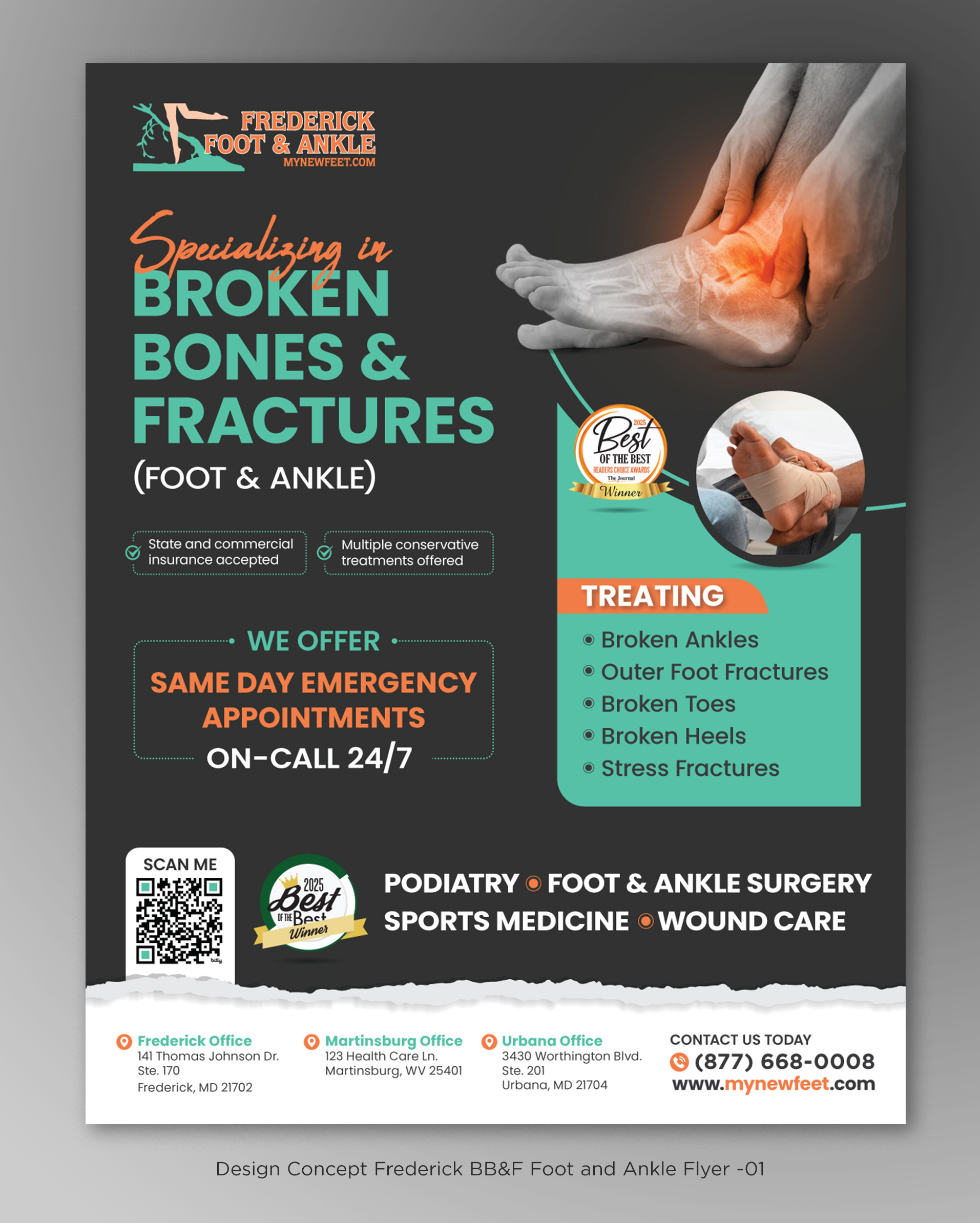 Diseño de Flyer por D Creative para Frederick Foot & Ankle | Diseño #36467299