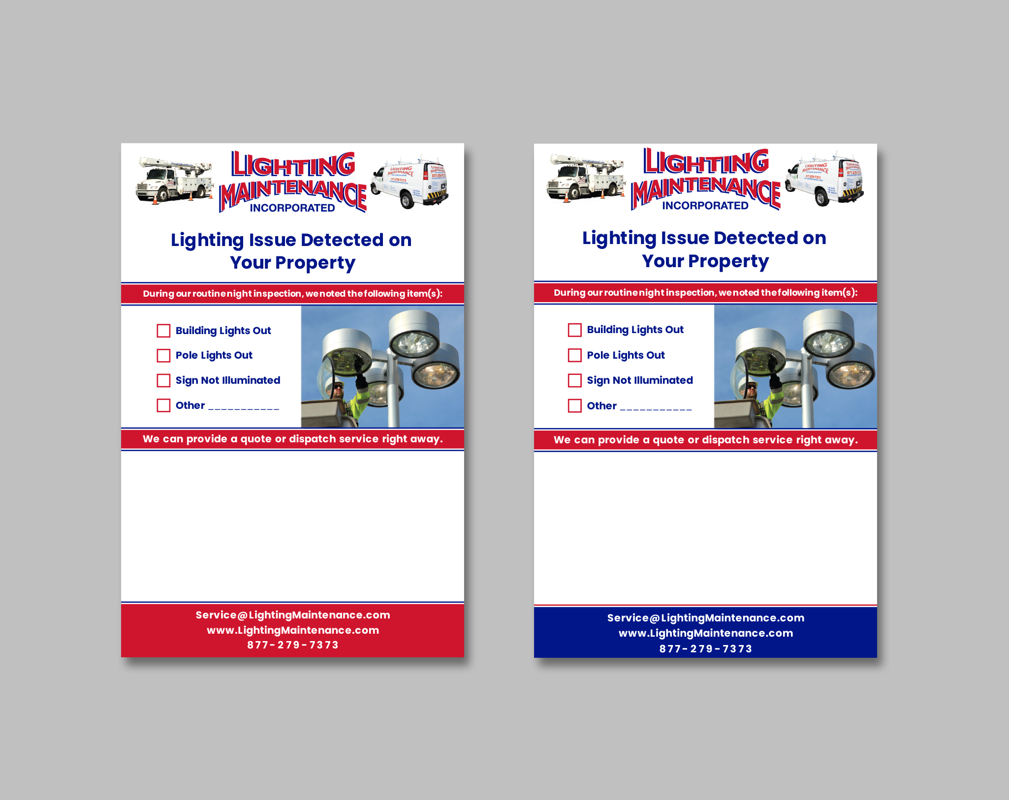 Postcard Design by Creative Moon Design for Lighting Maintenance Inc | Design #36477375