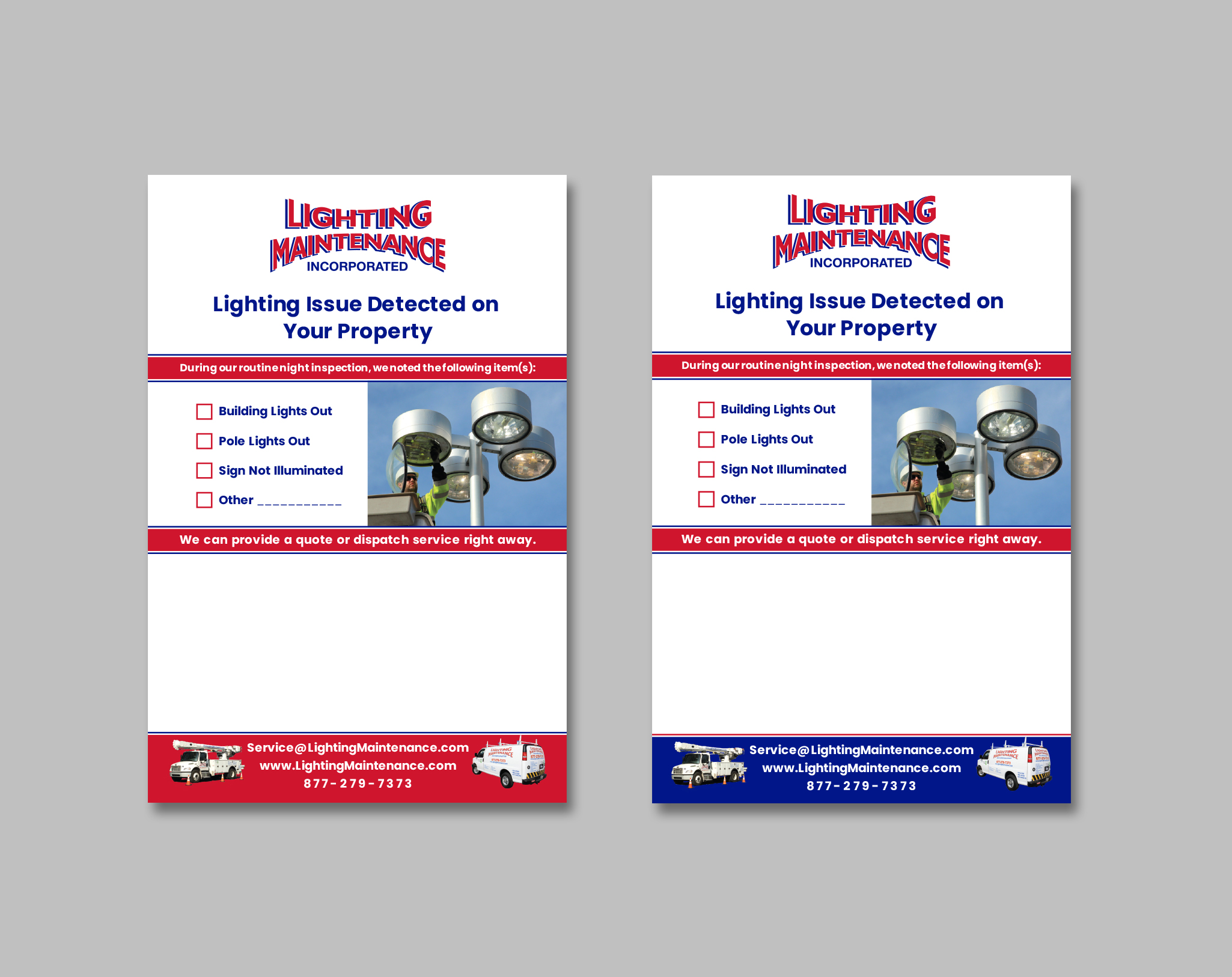 Postcard Design by Creative Moon Design for Lighting Maintenance Inc | Design #36477389