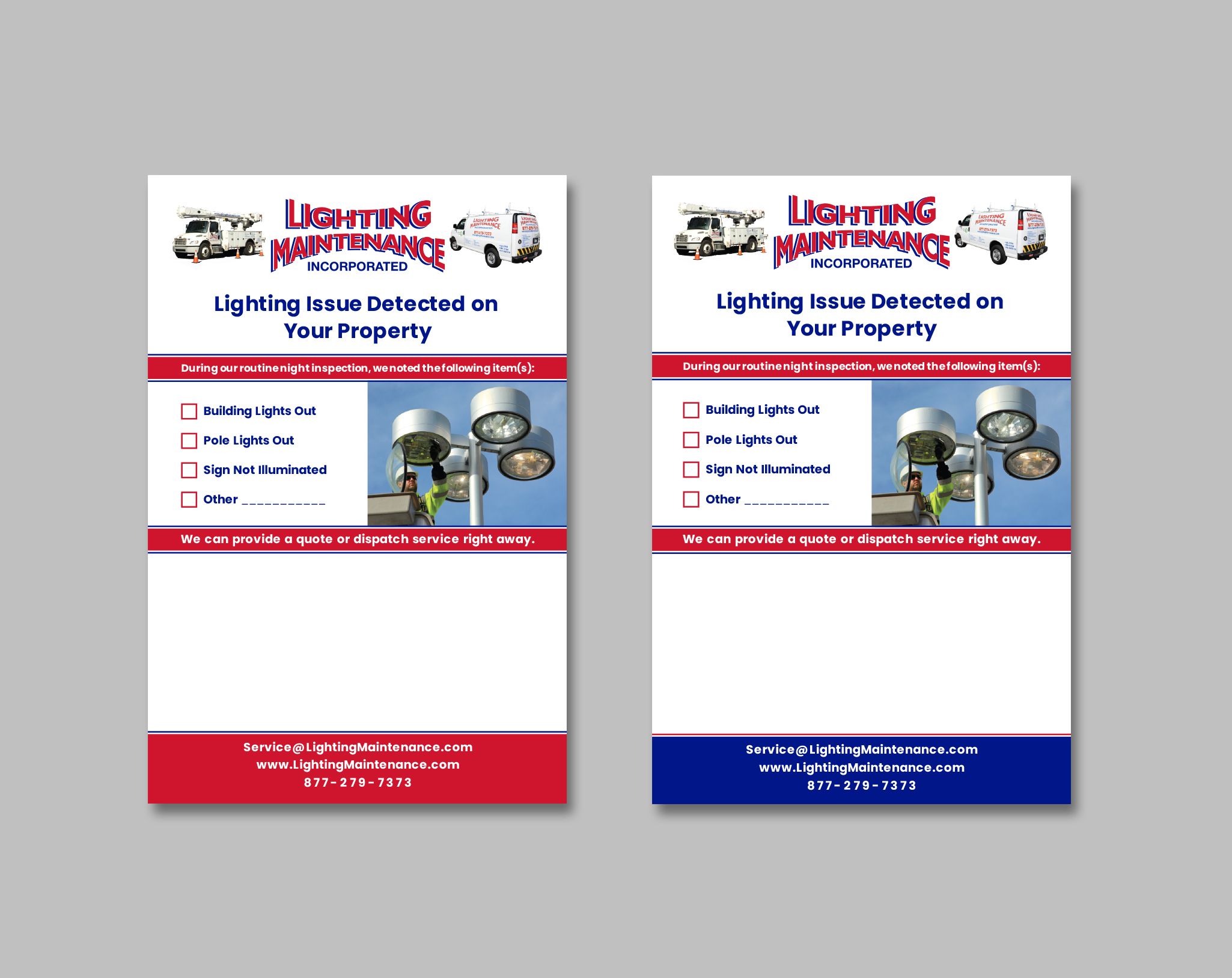 Postcard Design by Creative Moon Design for Lighting Maintenance Inc | Design #36477452