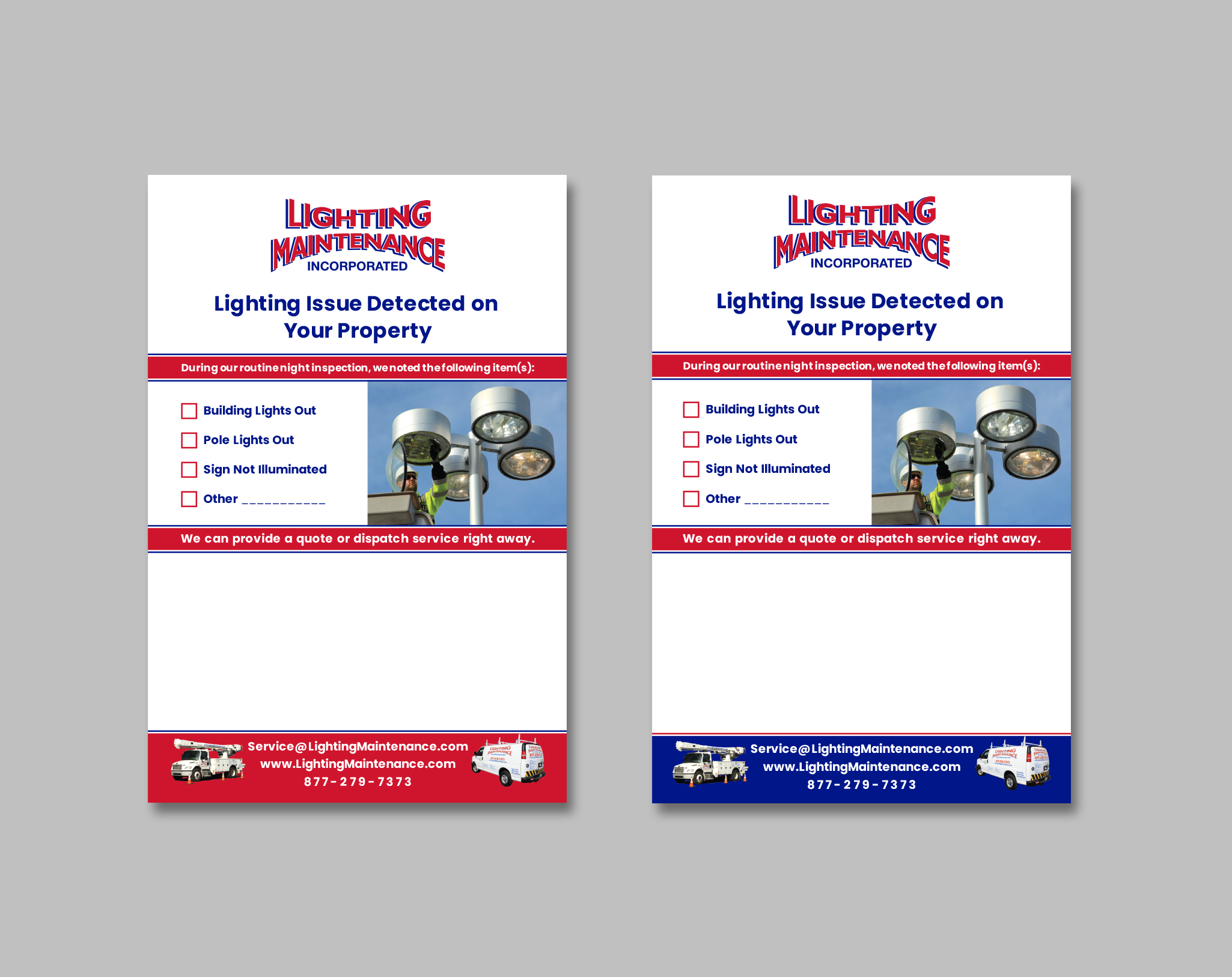 Postcard Design by Creative Moon Design for Lighting Maintenance Inc | Design #36477453