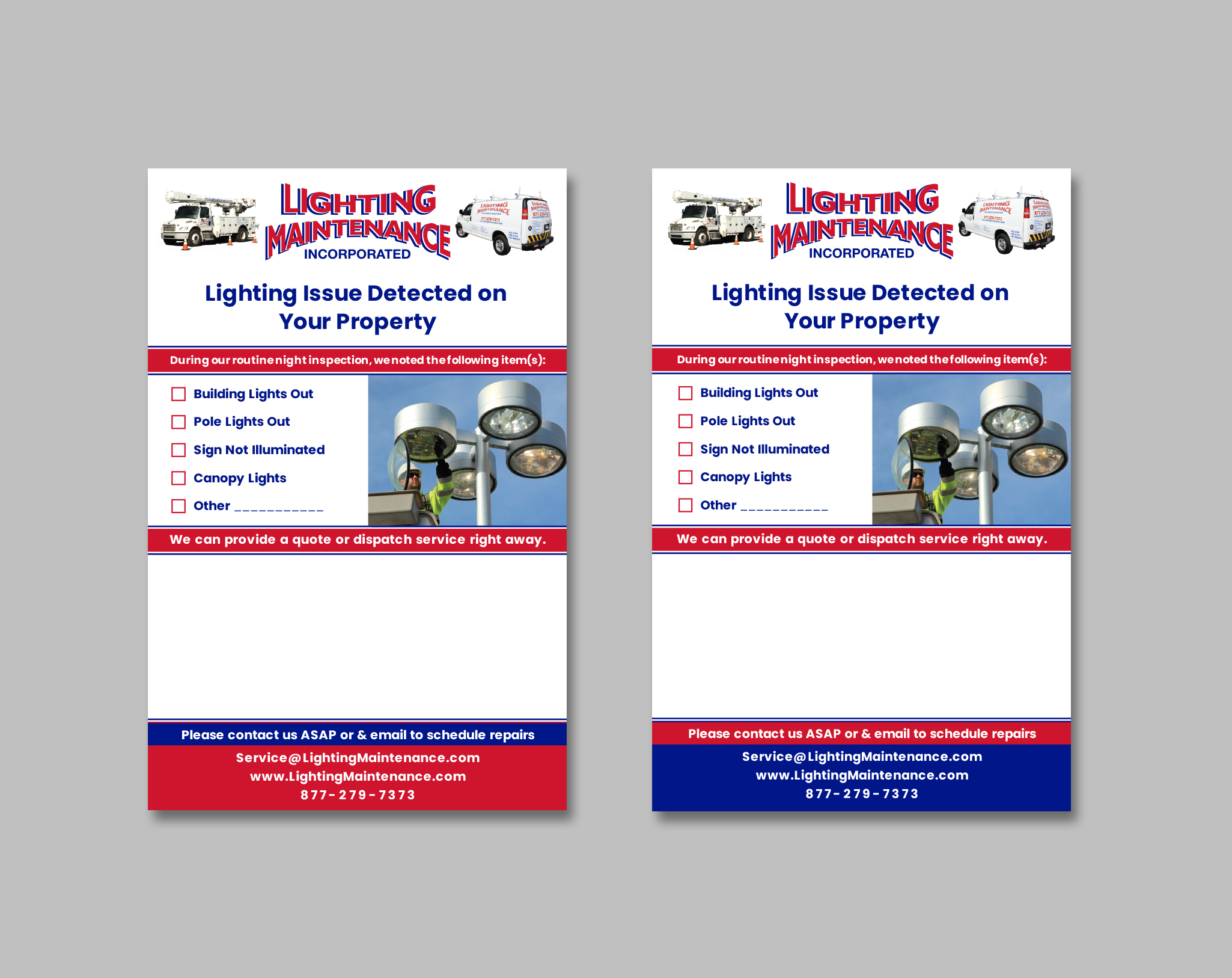 Postcard Design by Creative Moon Design for Lighting Maintenance Inc | Design #36482256