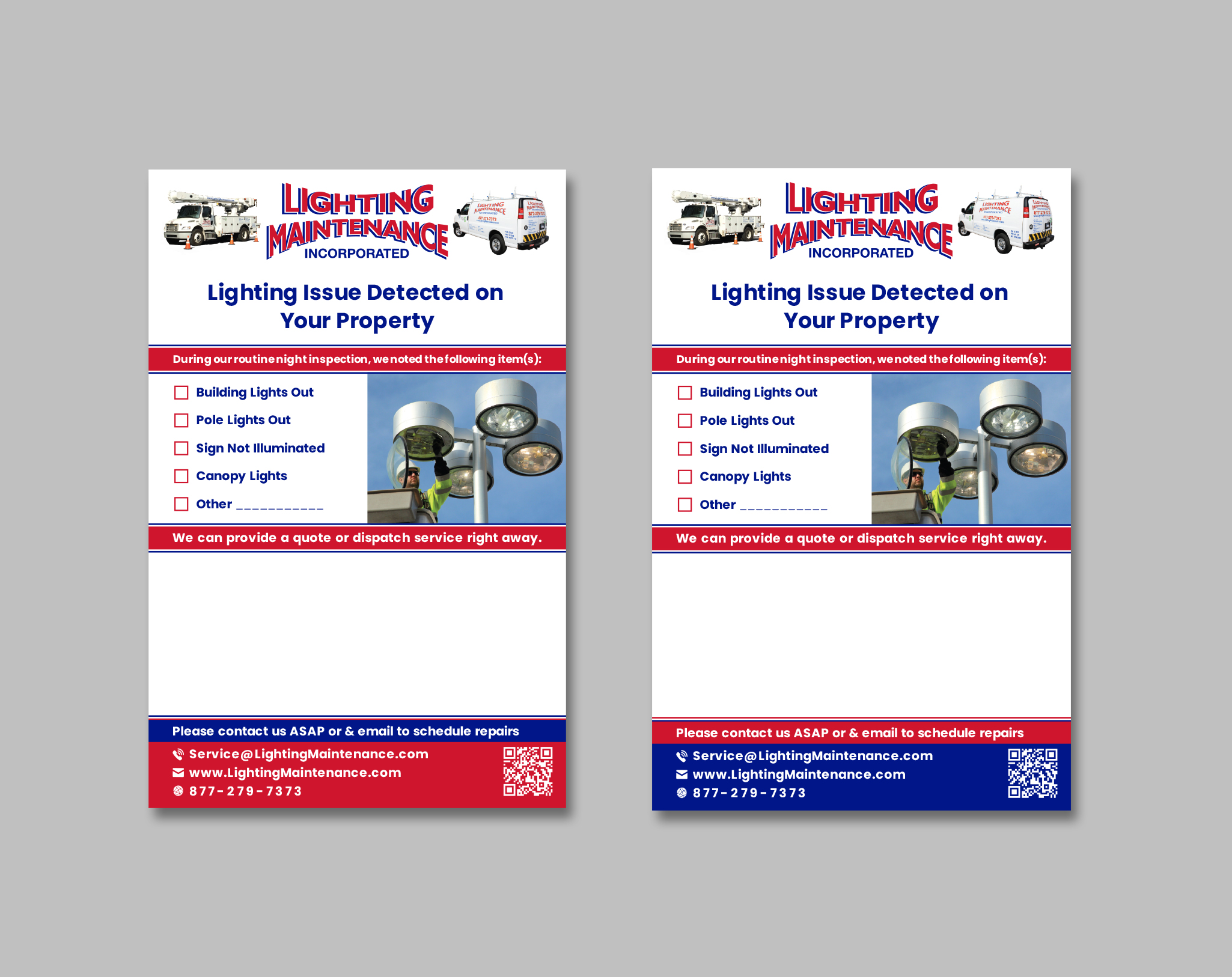 Postcard Design by Creative Moon Design for Lighting Maintenance Inc | Design #36482357