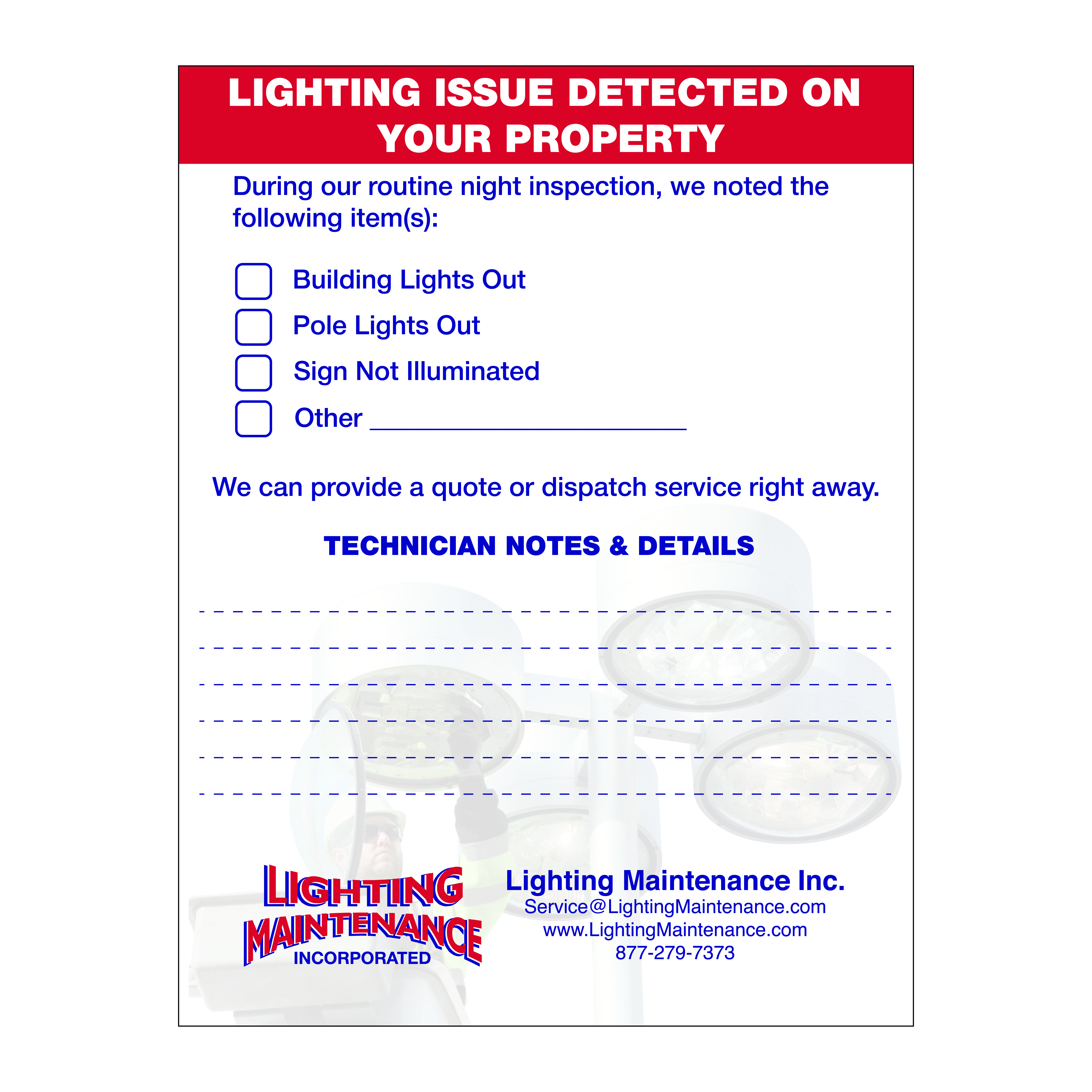 Postcard Design by Pixeldoordesigns for Lighting Maintenance Inc | Design #36494452