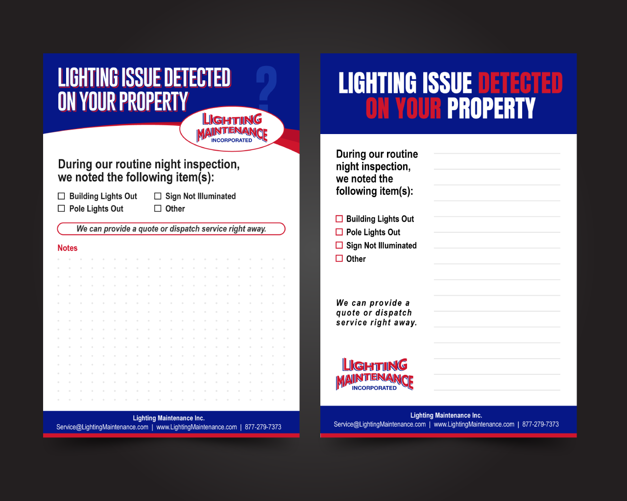Postkarten-Design von JK18 für Lighting Maintenance Inc | Design #36494262