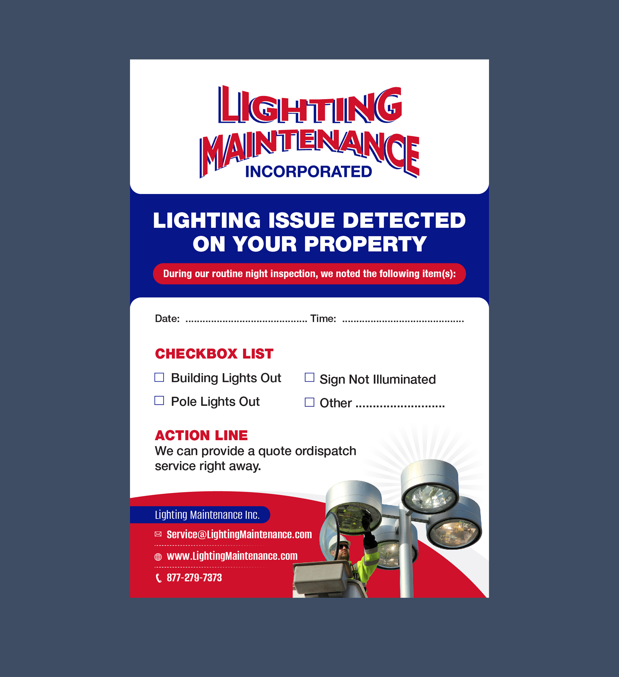 Postcard Design by 123graphics for Lighting Maintenance Inc | Design #36486827