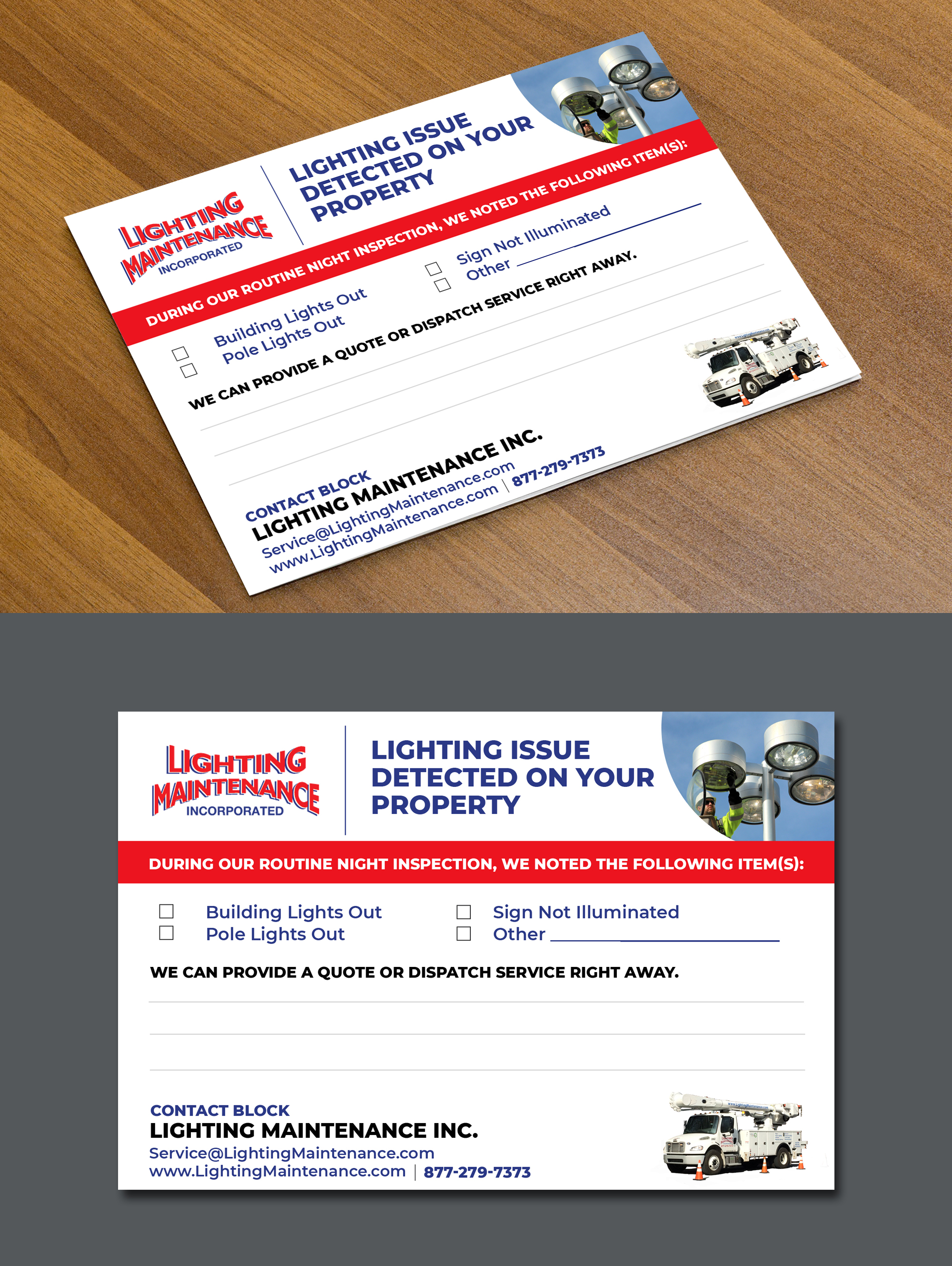 Postcard Design by websmartusa for Lighting Maintenance Inc | Design #36487139