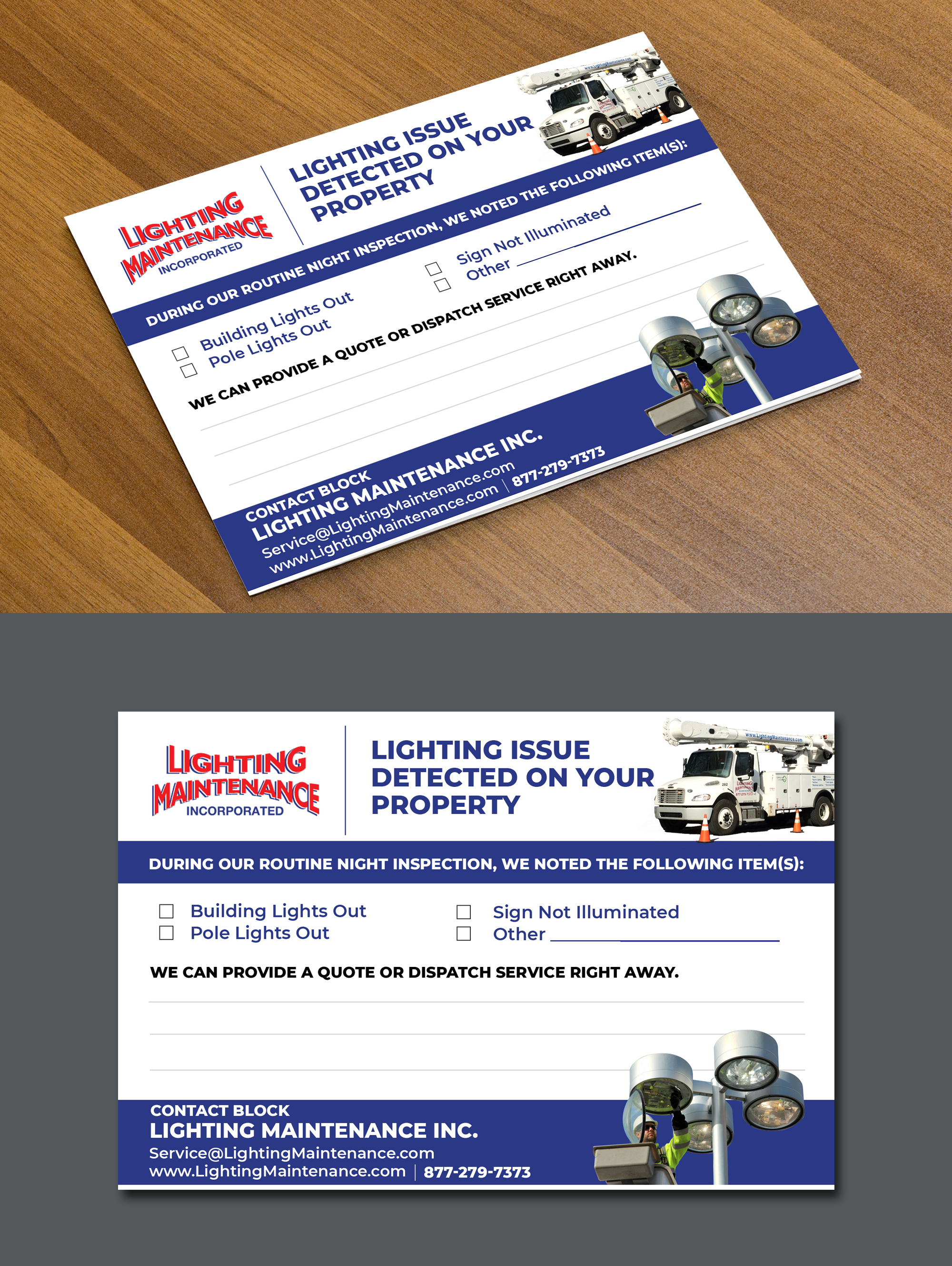 Postcard Design by websmartusa for Lighting Maintenance Inc | Design #36487142