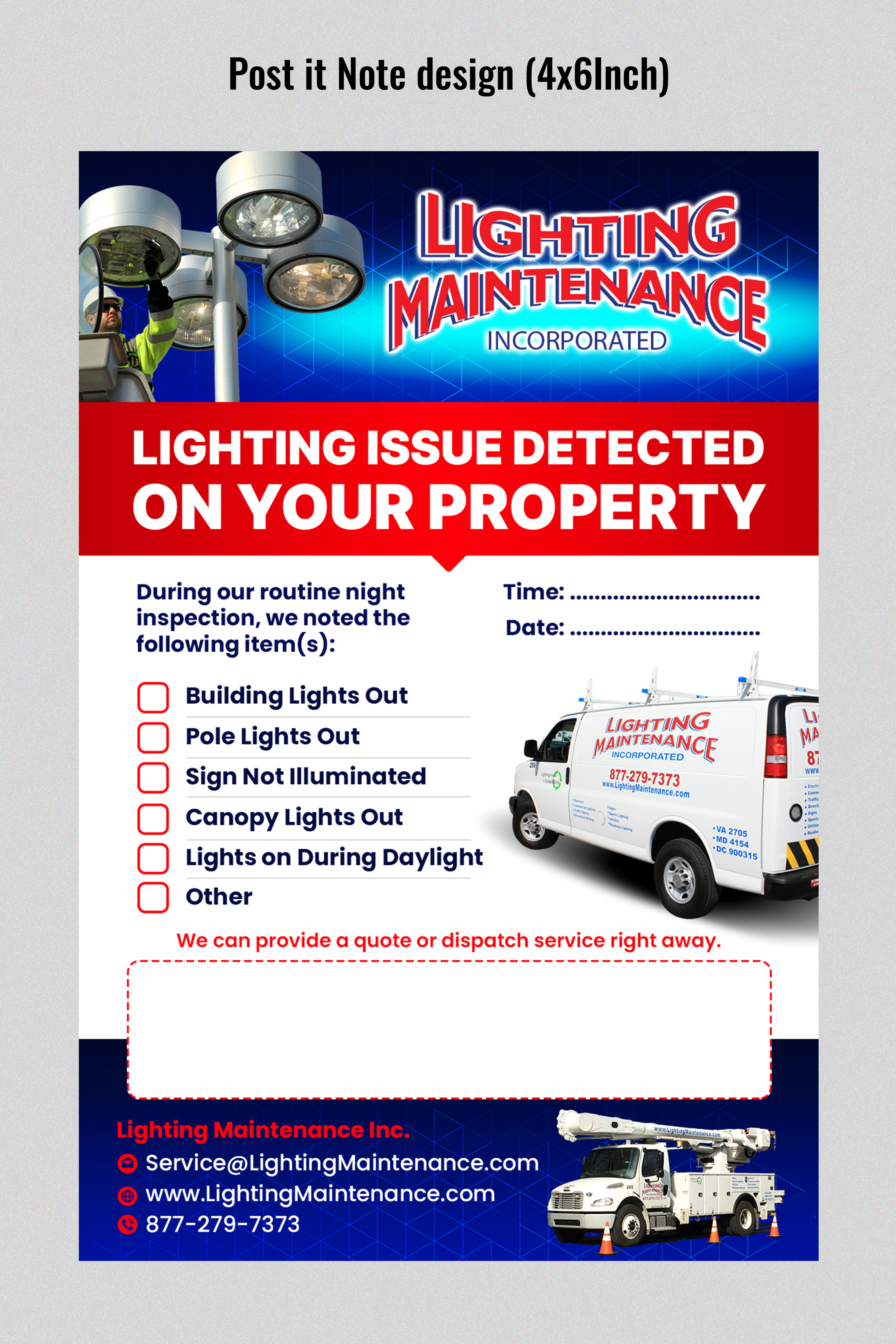 Postcard Design by SAI DESIGNS for Lighting Maintenance Inc | Design #36498503