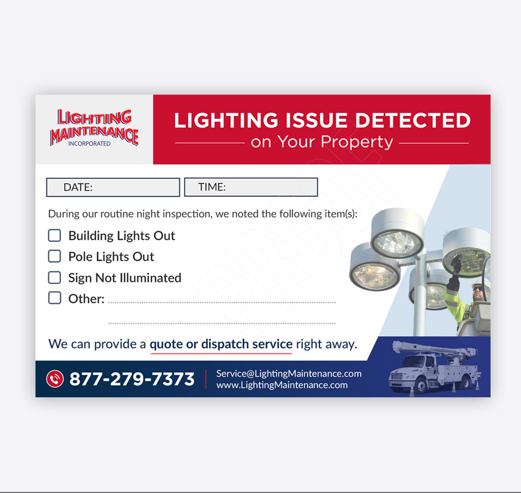 Postcard Design by DA. for Lighting Maintenance Inc | Design #36479765