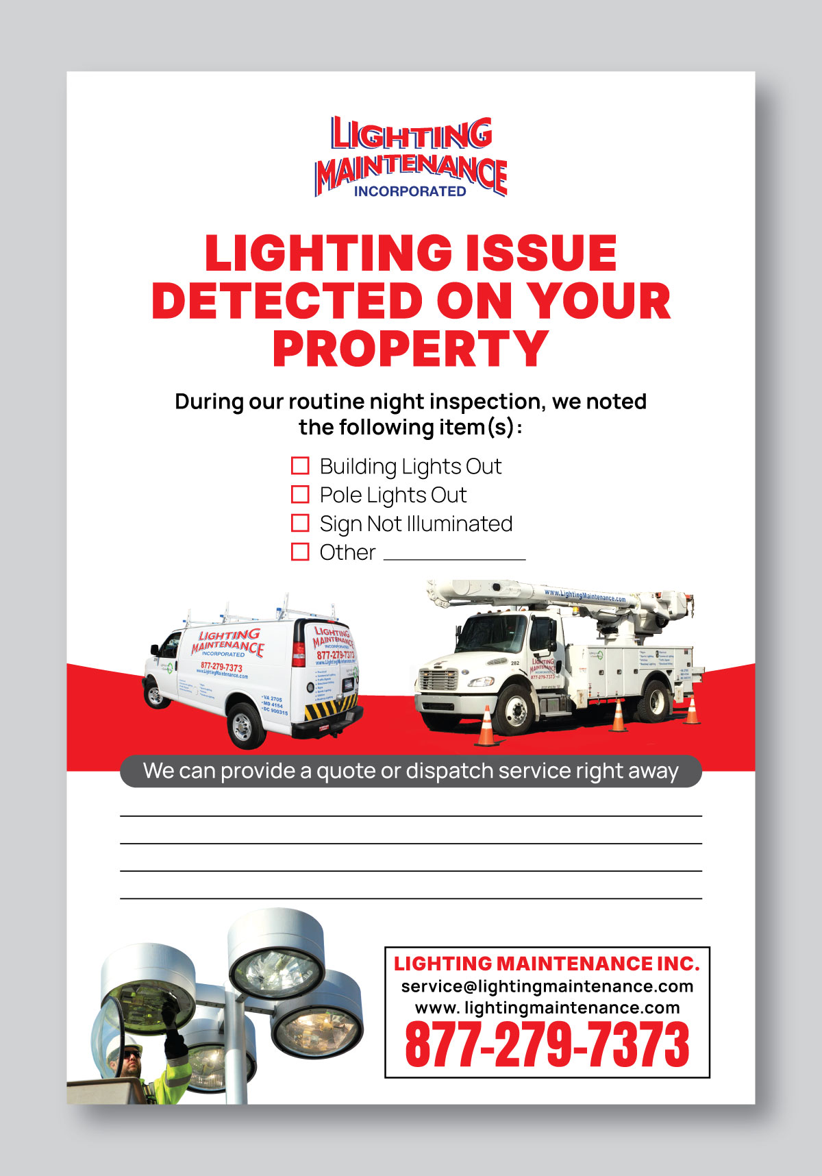 Postcard Design by Fajr. for Lighting Maintenance Inc | Design #36485858