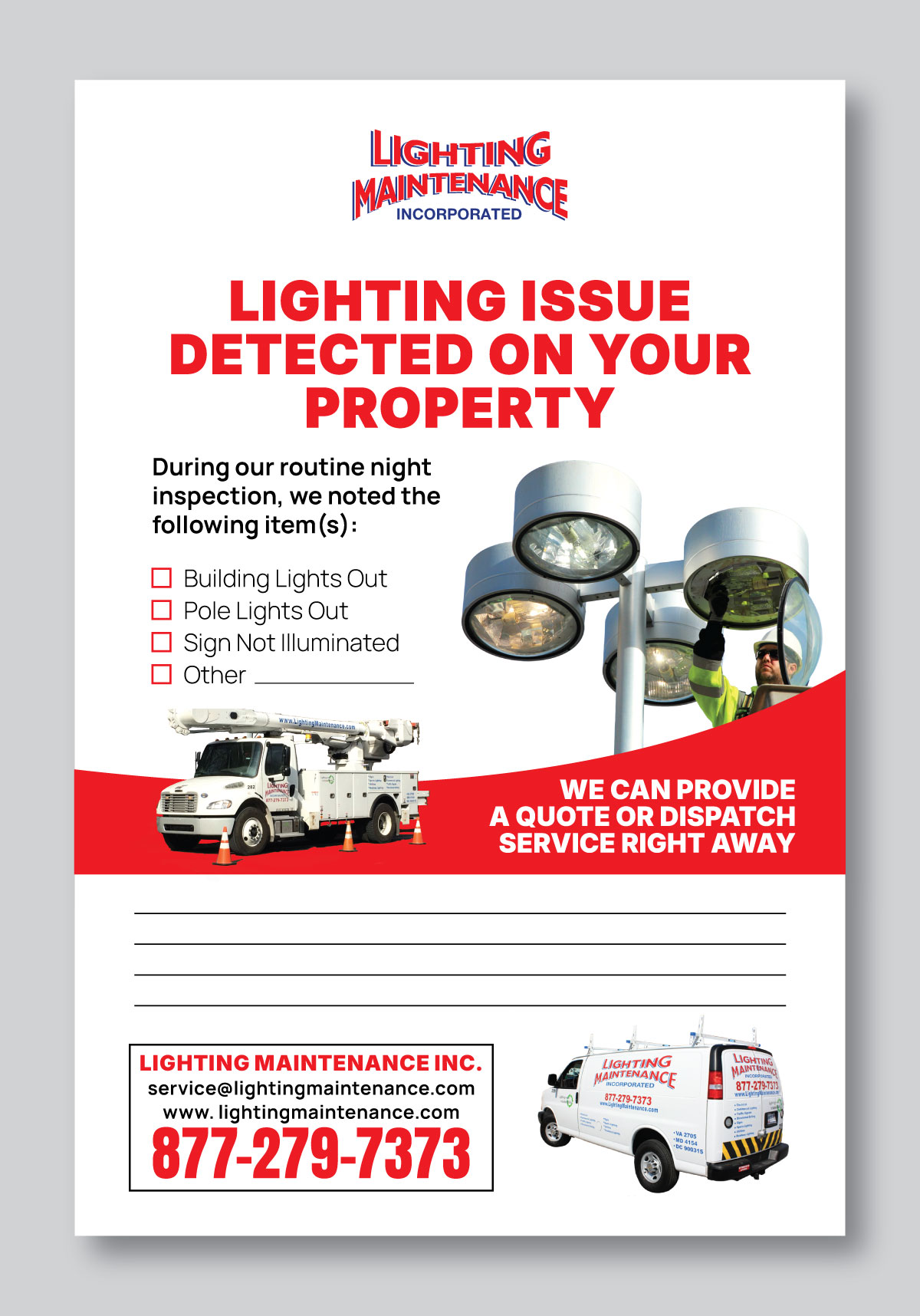 Postcard Design by Fajr. for Lighting Maintenance Inc | Design #36485859