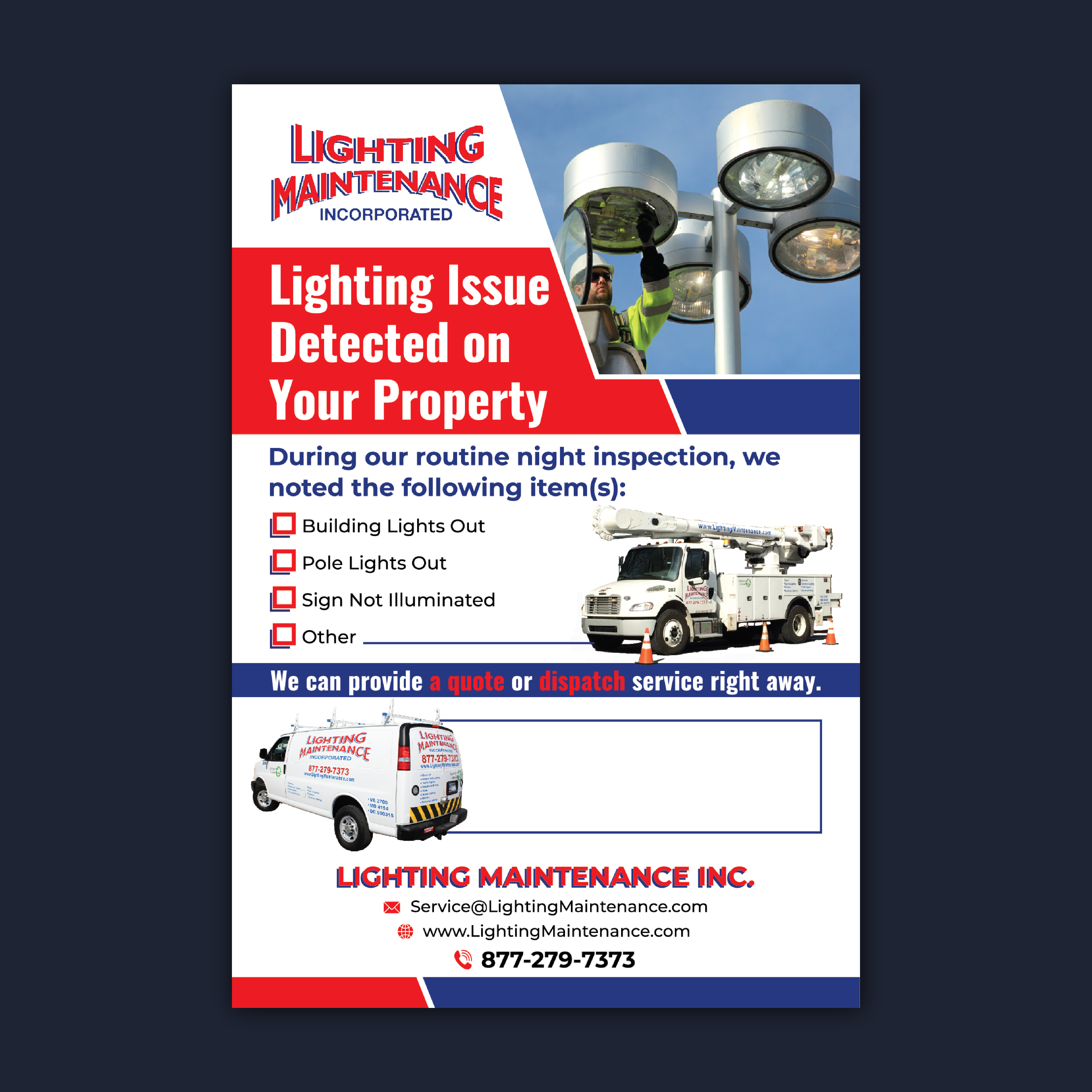 Postcard Design by Bidita Saha for Lighting Maintenance Inc | Design #36490290