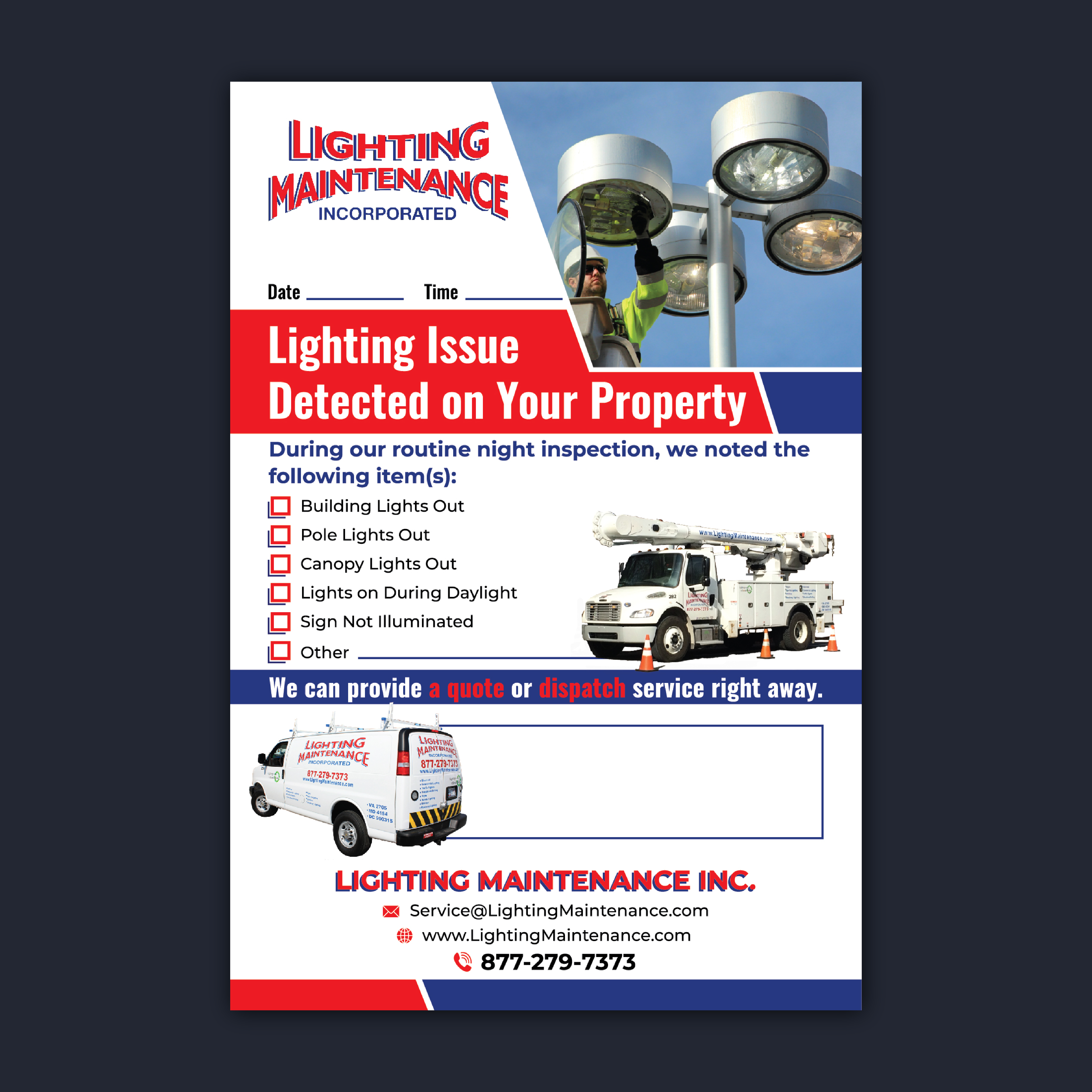 Postcard Design by Bidita Saha for Lighting Maintenance Inc | Design #36498184
