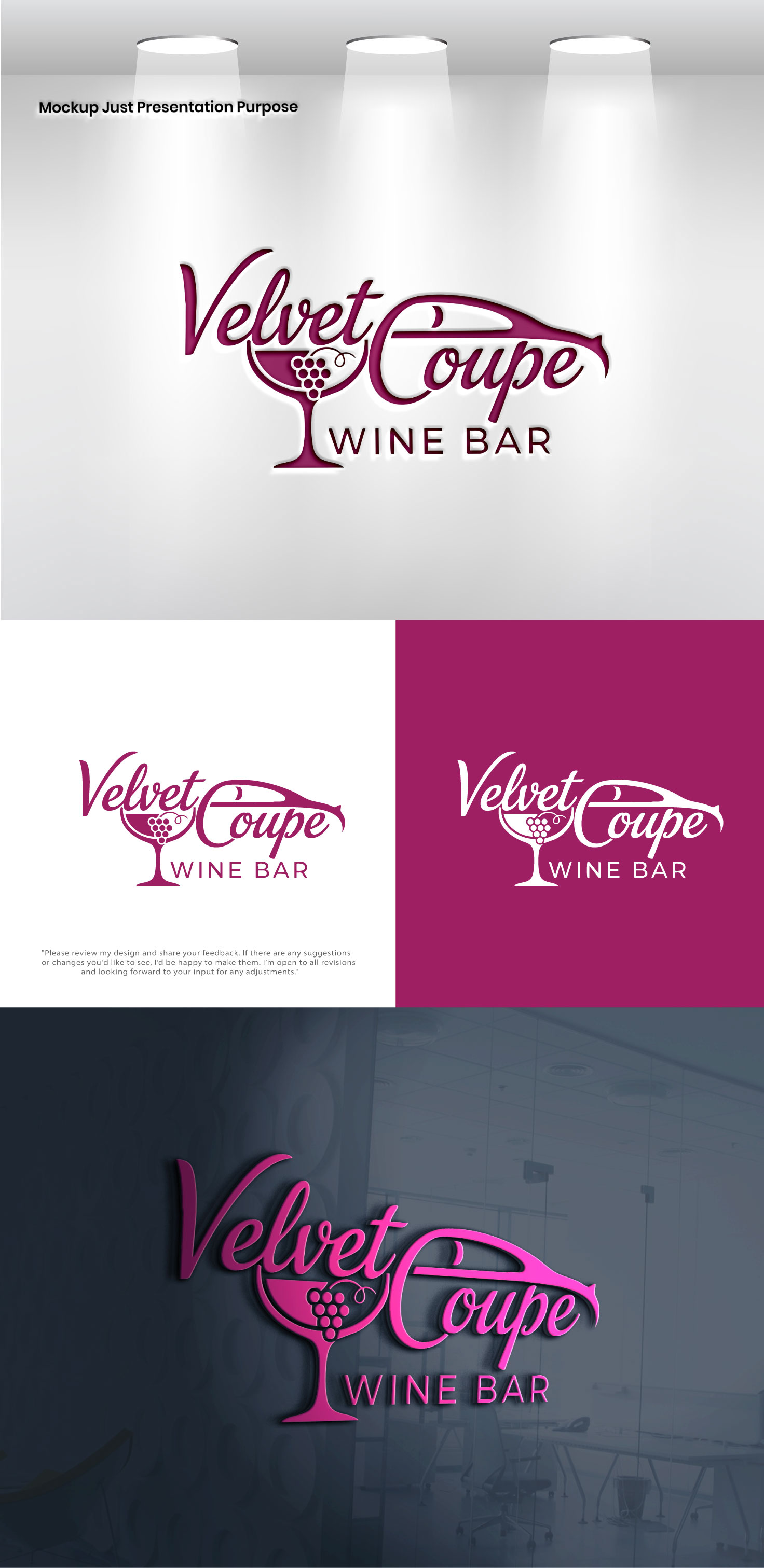 Logo Design by VectorForge for Velvet Coupe Wine Bar | Design #36507990