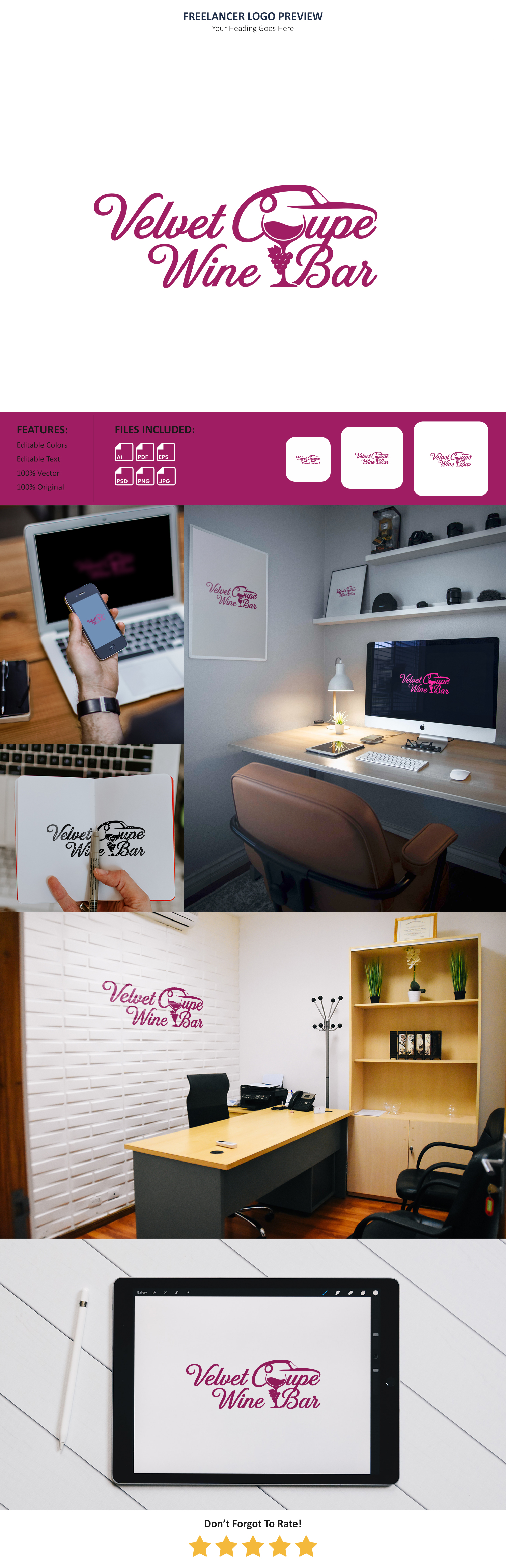 Logo Design by VectorForge for Velvet Coupe Wine Bar | Design #36507991