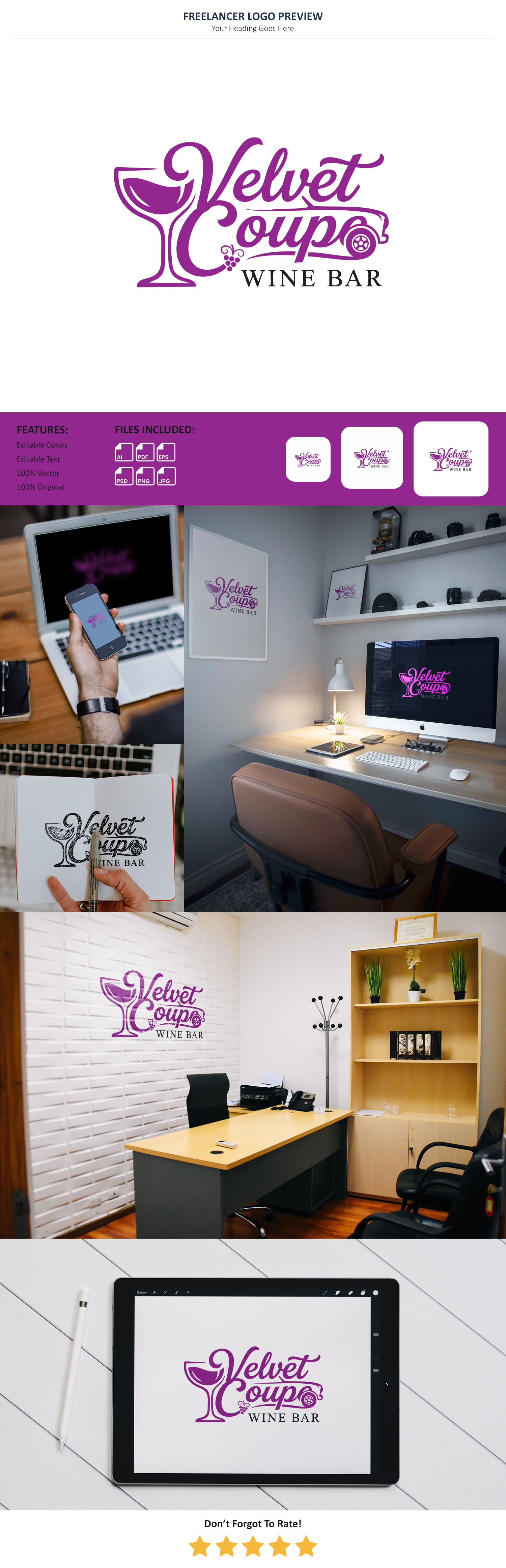 Logo Design by VectorForge for Velvet Coupe Wine Bar | Design #36507992