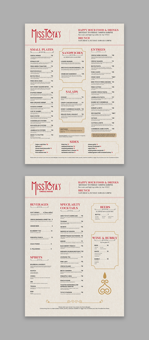 Menu Redesign - Upscale Restaurant