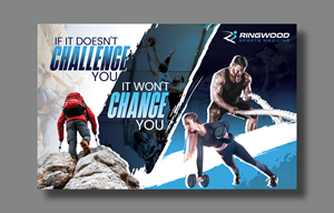 An internal sign in a physiotherapy clinic with gym. About working hard 